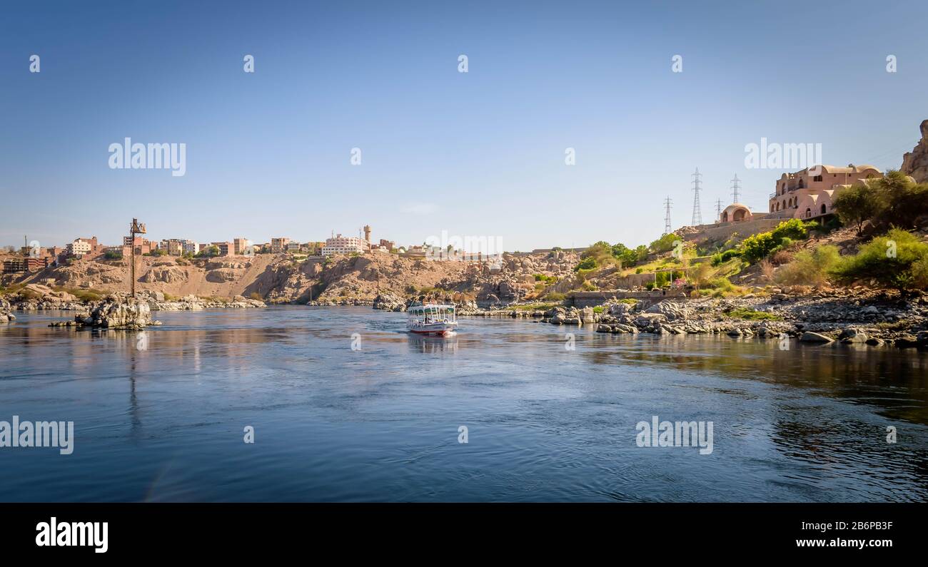 Assouan, Egypte, Paysage du Nil Banque D'Images