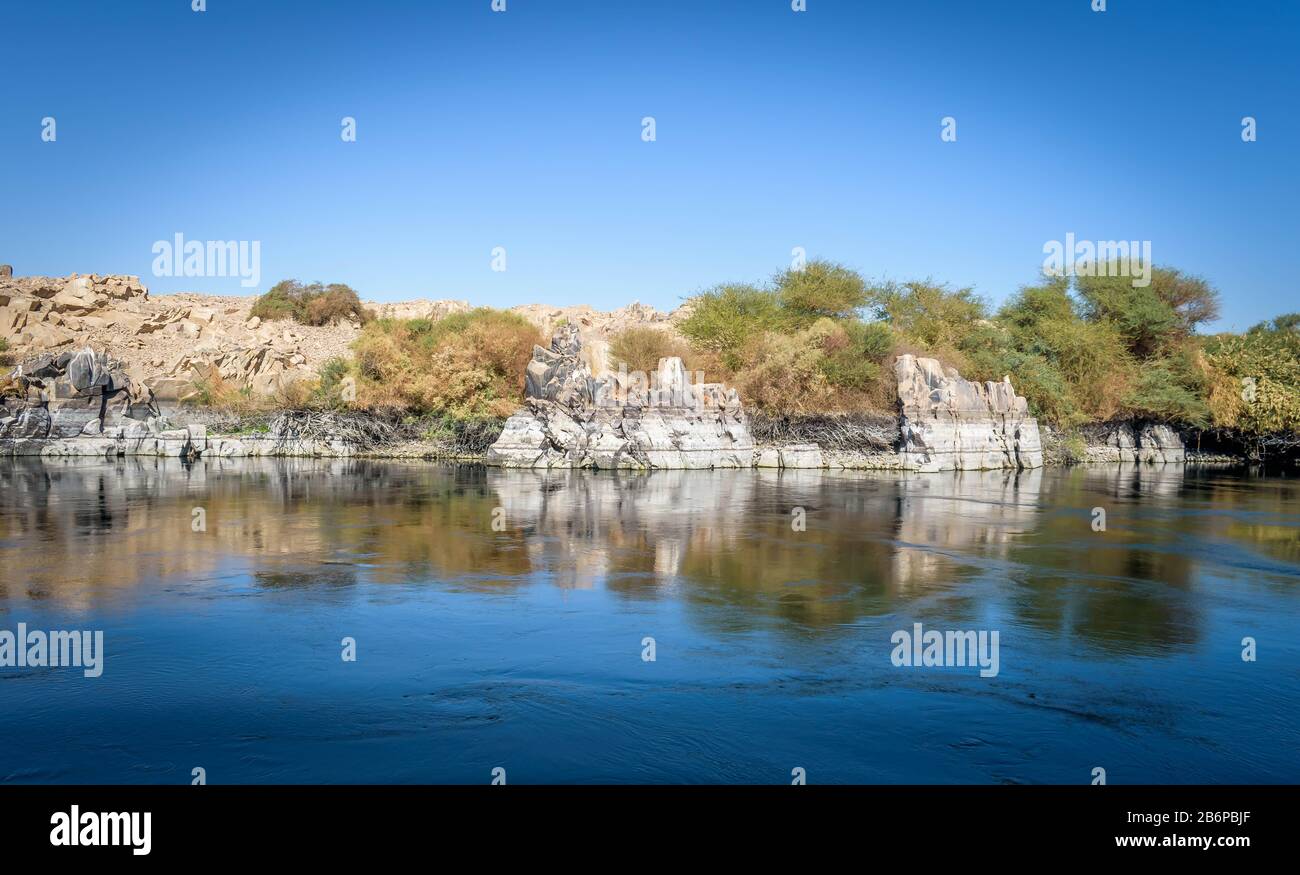 Assouan, Egypte, Paysage du Nil Banque D'Images