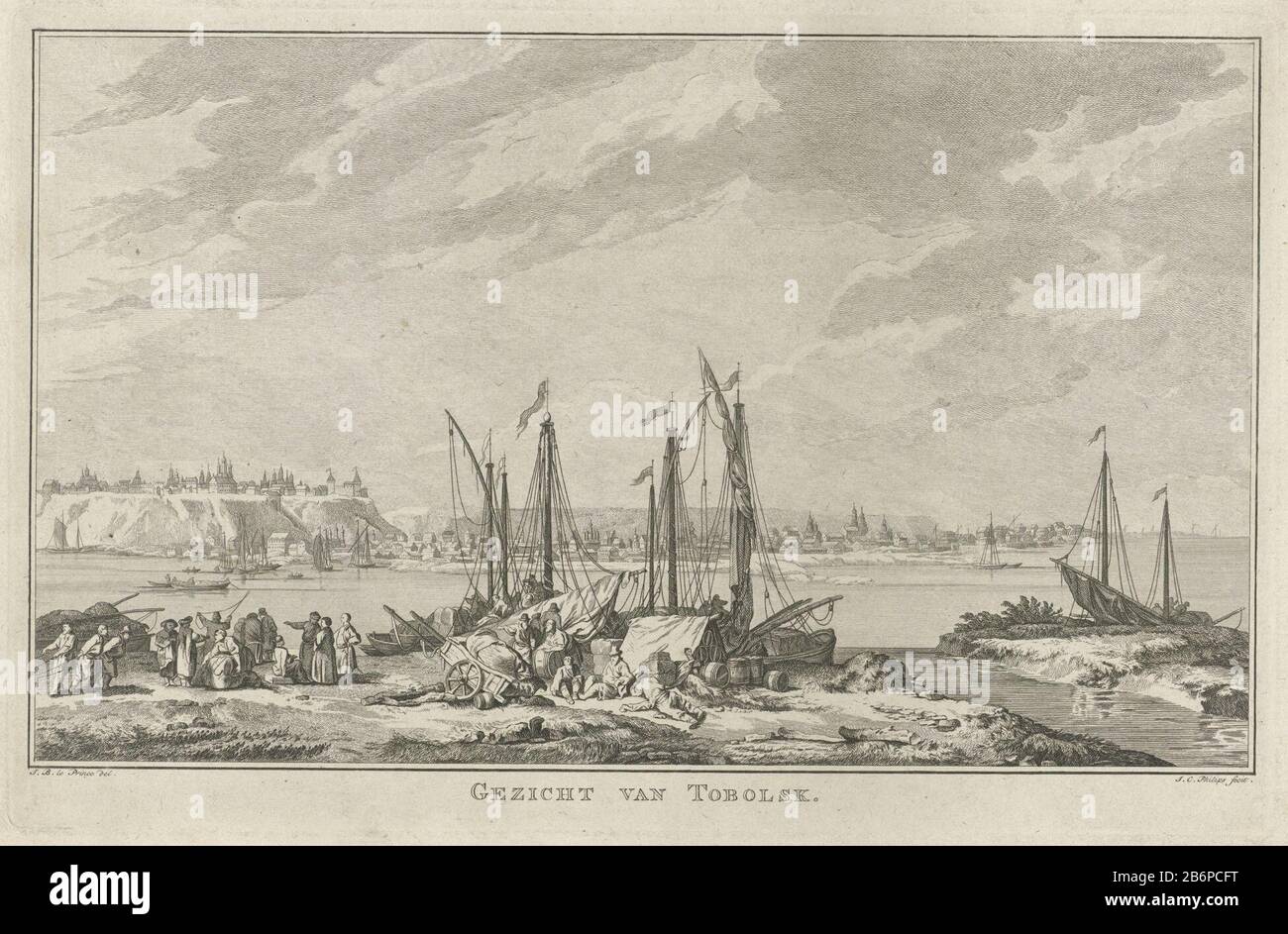 Gezicht op Topolsk Gezicht van Topolsk (objet op de titre) vue de la ville de Topolsk en Sibérie, vue de la rivière. Au premier plan, le schepen amarré. Fabricant : printmaker Jan Caspar Philips (propriété listée) à dessiner: Jean Baptiste Leprince (propriété listée) Lieu de fabrication: Amsterdam Date: 1771 Caractéristiques physiques: Matière de gravure: Technique du papier: Gravure Dimensions: Bord de la plaque: H 174 mm b × 270 mmTohtelicingPrent également utilisé comme illustration dans: Chappe d'Auteroche, Jean. [Traduit du français] voyage en Sibérie, entrepris par ordre du roi de Vrankryk en 1761. Deventer : Luc Banque D'Images