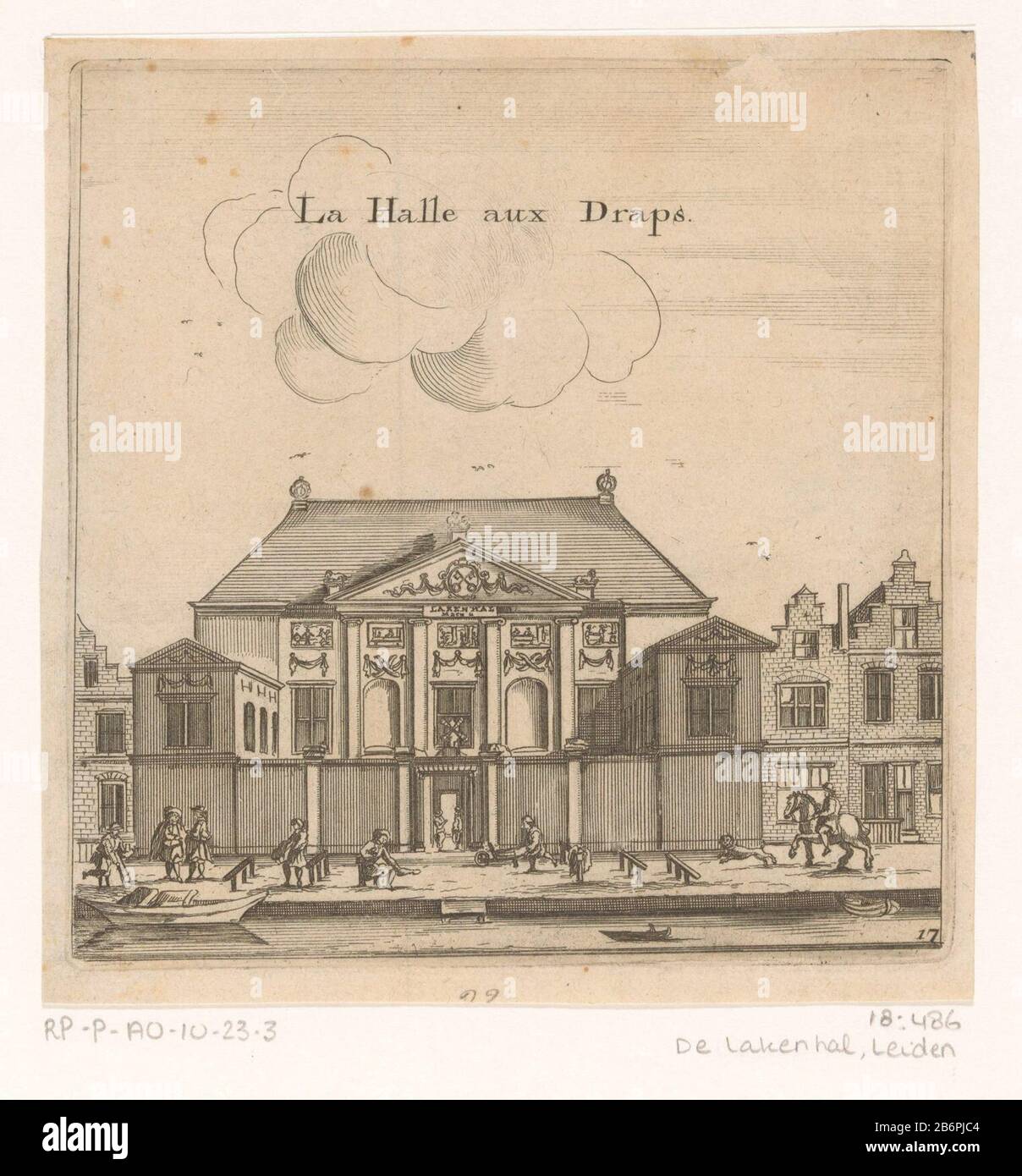 Gezicht op de Lakenhal te Leiden la Halle aux Draps (objet titel op) vue sur la salle Des Tissus, située sur l'Oude Singel à Leiden. En bas à droite numéroté: 17. Fabricant : fabricant d'impression: Éditeur anonyme: Pieter van der Aa (I) est (éventuellement) Lieu de fabrication: Leiden Date: 1712 matériau: Papier technique: Engrala (impression) / dimensions: Bord de la plaque: H 123 mm × W 120 mmToelichtingPrent également utilisé dans les delices le Leide, Celebres une des villes de l'Europe, qui contiennent une description le fils exact antiquité, de ses plongeurs aggrandissemens, le fils academy, de ses fabrications Banque D'Images