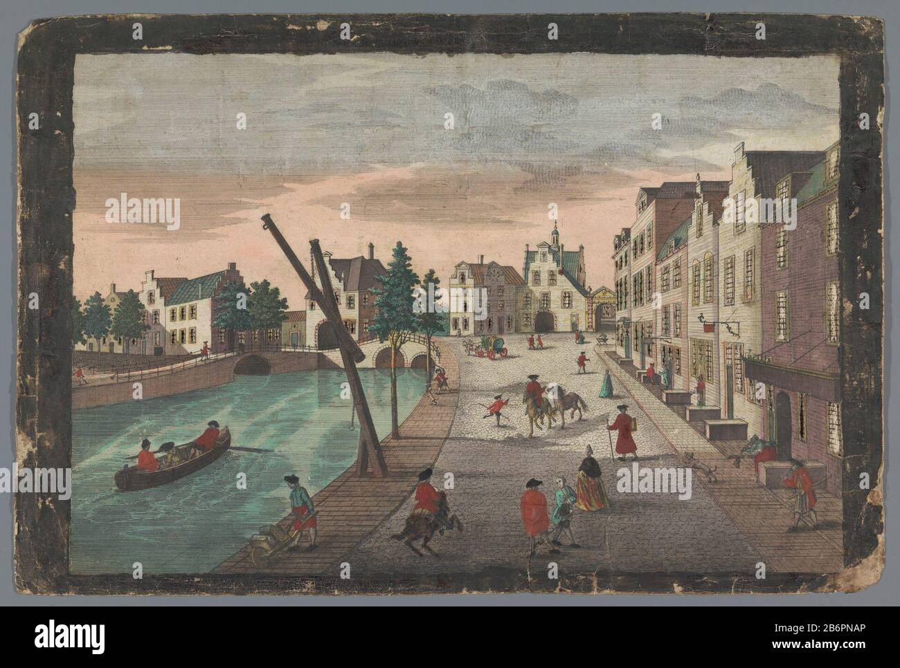 Gezicht op de Mühldamse Poort en de Ketelpoort te Delft Prospect der Ketel bey dem Mühdammer Thor, Innerhalb der Stadt Delft en arrière-plan à gauche la porte de Rotterdam et à droite le Ketelpoort. Fabricant : éditeur: Georg Balthasar Probst (possible) fabricant d'impression: Anonyme au dessin de: Isaac HaastertPlaats de fabrication: Éditeur: Augsburg imprimer auteur: Allemagne Date: 1742 - 1801 Caractéristiques physiques: Couleur, découpés et perforés collés sur carton; papier traité et pinceau en couleurs sur le verso de matière: Papier de planche préparé revêtement finition aquarelle papier Technlivre Banque D'Images