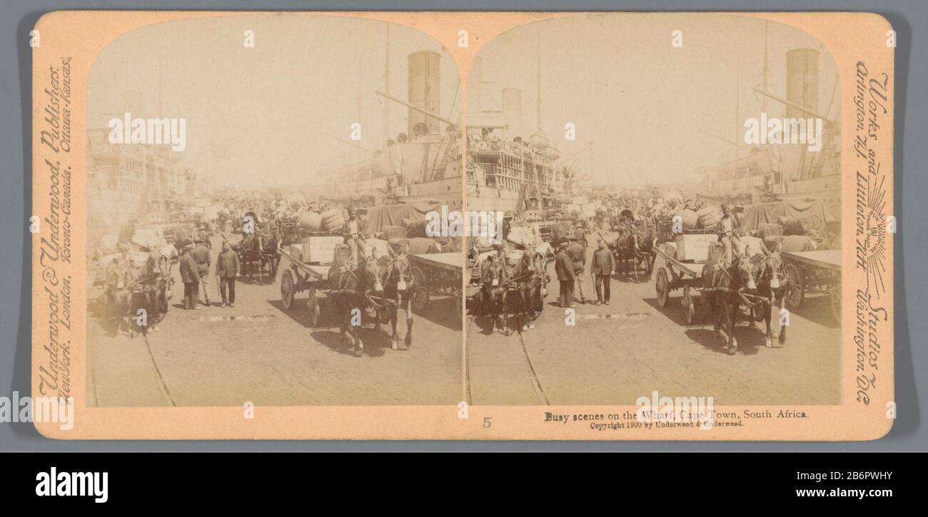 Gezicht op de kade à Kaapstad, Zuid-Afrika scènes d'occupation sur le quai, le Cap, Afrique du Sud (objet titel op) vue du quai au Cap, Afrique du Sud scènes d'occupation sur le quai, le Cap, Afrique du Sud (objet titre) Type de propriété: Photo stéréo Numéro de l'article: RP-F F08899 Inscriptions / marques: Inscription, recto, imprimé 'Works and Studios  / Arlington, NJ Littleton, NH Washington, D.C.'nummer, recto, imprimé: '5' Banque D'Images