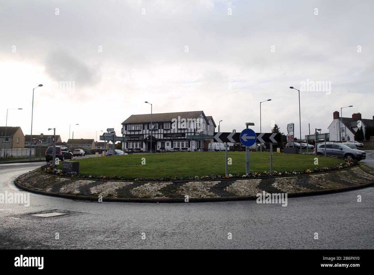 Arrivée à Gretna depuis l'Angleterre / Arrivant à Gretna d'Angleterre Banque D'Images