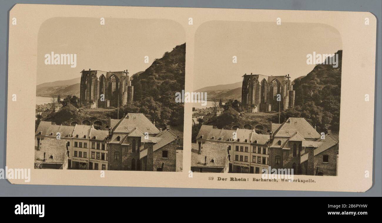 Vue sur les ruines de la Chapelle Werner à BacharachDer Rhein Bacharach, Wernerkapelle (titre objet) Type de bien: Stéréo photo Numéro d'article: RP-F 00-9019 Inscriptions / marques: Numéro, recto, imprimé: Inscription '39', recto, imprimé: 'NPG' Fabricant: Photographe: Neue photo Gesellschaft (propriété cotée) Lieu de fabrication: Bacharach: Dating: Dating: Dating: Dating: Dating: Dating: Dating: Dating: Dating: Ma 1900 - ca. 1910 matériau: Technique du papier carton: Gélatine argentée dimensions: Milieu secondaire: H 88 mm × W 179 mm Sujet : gélification de l'église, monastère, etc Banque D'Images