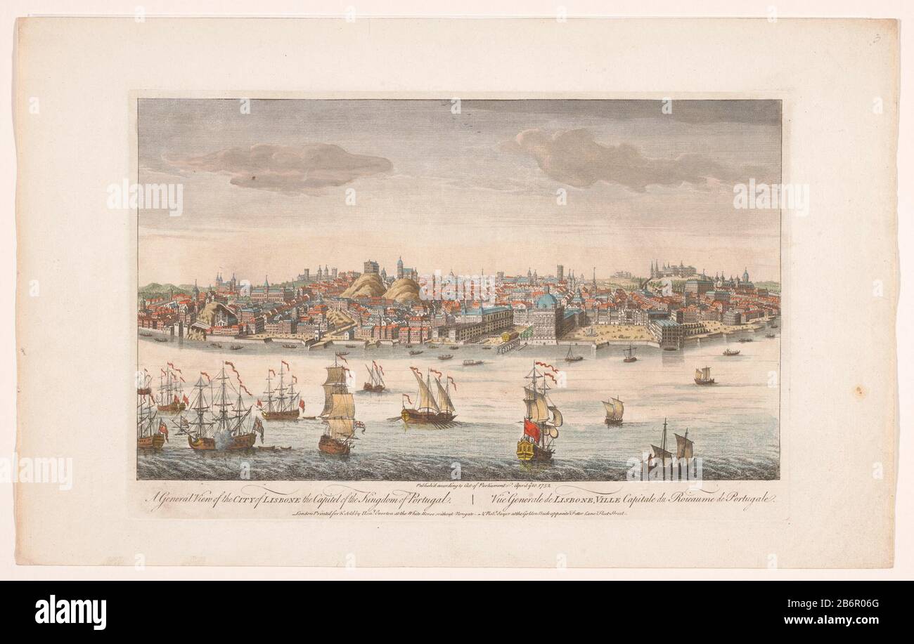 Gezicht Op De Stad Lissabon Vue Generale De La Ville De Lisbone La Capitale Du Royaume Du Portugal Objet Titel Op Madrid En Lissabon Servietitel Vue De La Ville Lissabona Vue Generale