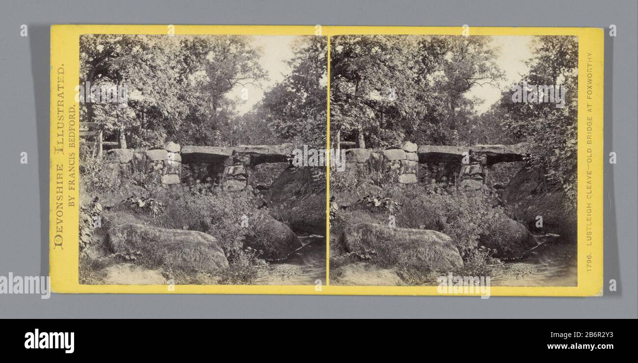 Gezicht op een brug nabij Lustleigh Lustleigh Cleigh Vieux pont à Foxworthy (objet op titel) vue d'un pont près de Lustleigh Cleigh ancien pont à Foxdid. (Titre objet) Type de bien: Photo stéréo Numéro d'article: RP-F F04636 Inscriptions / marques: Numéro, recto, imprimé: '1796.'opschrift, recto, imprimé: Devonshire Illustré. Par Francis Bedford.' Fabricant : Photographe: Francis Bedford (propriété cotée) Fabrication De Lieux: Lustleigh Dating: CA. 1850 - ca. 1880 Caractéristiques physiques: Matériaux d'impression de l'albumen: Papier carton technique: Albumen dimensions d'impression: Milieu secondaire: Banque D'Images