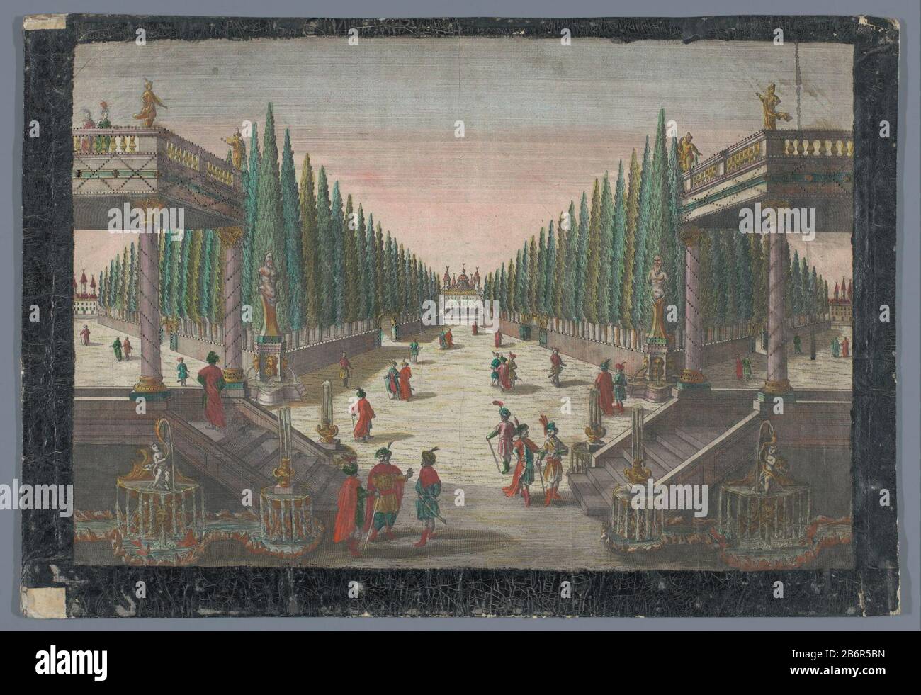 Gezicht op een laan in een cipressentuin te Constantinopel Spaziergang in dem Cypressen Garten Voie Possible dans le jardin cyprès du palais de Topkapi. Bas gauche numéroté 52. Fabricant : éditeur: Georg Balthasar Probst (bâtiment classé) printmaker: Anonyme provider of Privilege, Joseph II (empereur allemand) (bâtiment classé) Lieu de fabrication: Éditeur: Augsburg Imprimer auteur: Allemagne Date: 1742 - 1801 Caractéristiques physiques: Gravure colorée, coupée et perforée collée sur carton; papier traité et pinceau dans les couleurs sur le verso du matériau: papier préparé carton de papier enduit d'aquarelle de finition Banque D'Images