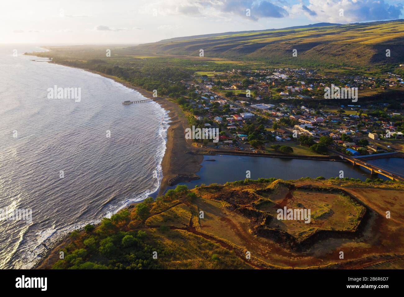 États-Unis d'Amérique, Hawaï, île de Kauai, Waimea, fort russe, vue aérienne Banque D'Images