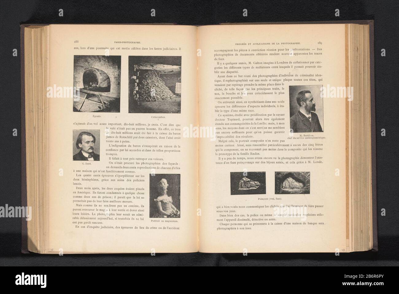 Vue d'un égout et d'une catacombe et d'un portrait de Gustave Doré et d'un vrouwÈgouts inconnu. Catacombes. G. Doré. Portrait au magnésium (titre de l'objet) Type de bien: Photo-mécanique imprimer page Numéro d'article: RP-F 2001-7-1101B-47 Fabricant : Photographe: Créateur anonyme: Michelet (propriété cotée) Lieu de fabrication: France Date: CA. 1882 - ou pour 1892 matériau : technique du papier : autotype Dimensions : page : H 259 mm × W 175 mm Explication imprime la page 288. Objet: Artiste (en général) catacombssewersWie: Gustave Doré Banque D'Images