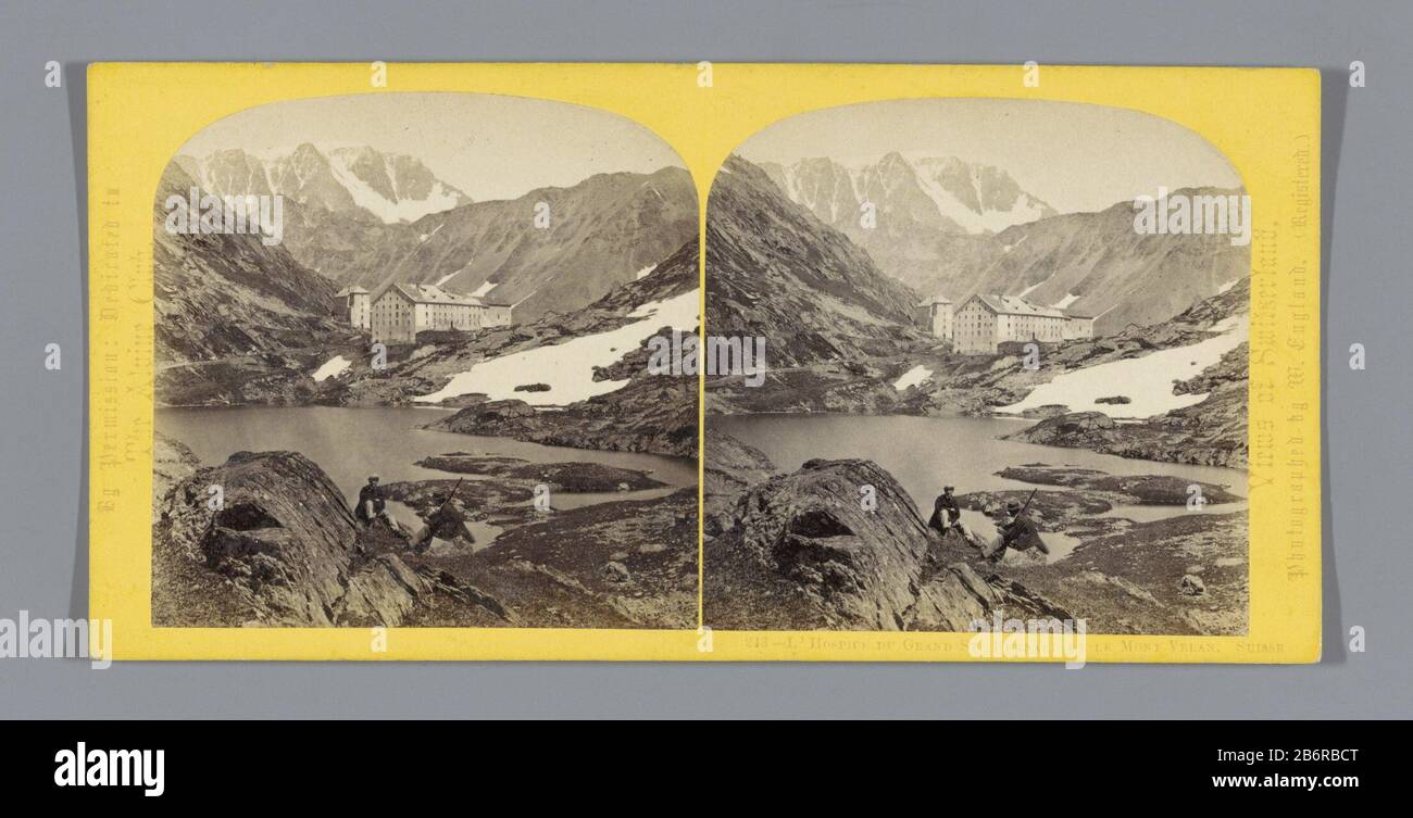 Gezicht op het Hospice du Grand-Saint-Bernard l'Hospice du Grand St Bernard et le Mont Velan Suisse (objet op titel) vue sur l'Hospice du Grand-Saint-Bernardl'Hospice du Grand St Bernard et le Mont Velan. Suisse. (Titre objet) Type de propriété: Photo stéréo Numéro d'article: RP-F F08159 Inscriptions / marques: Numéro, recto, imprimé: '243.'opschrift, recto, imprimé:' Vues de la Suisse, photographié par W. England. (Inscrit) Sous le Patronage spécial du Alpine Club.' Fabricant : Photographe: William England (propriété cotée) Fabrication De Lieux: Wallis Dating: CA. 1850 - ca. 1880 Phys Banque D'Images