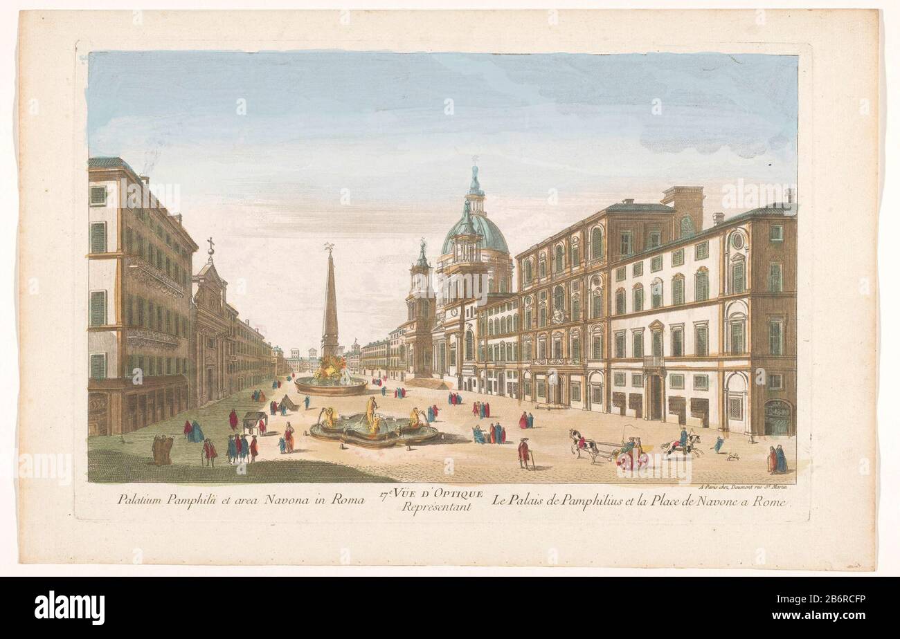 Dans le titre numéroté: 17. Fabricant : éditeur: Jean-François Daumont (indiqué sur l'objet) fabricant d'impression: Fabrication anonyme: Éditeur: Paris imprimer auteur: France Date: 1745 - 1775 Caractéristiques physiques: Matière de gravure colorée: Aquarelle technique: Gravure / dimensions de la brosse: Bord de la plaque: H 280 mm × b mm Objet 429: Place, place, cirque, etc. (+ ville (-paysage) avec figures, staffage) palais église (extérieur) obélisque, aiguille (+ ville (-paysage) avec figures, staffage) fontaine ornementale (+ ville (- paysage) avec figures, staffage) Où: Piazza NavonaPalazzo Pamphili Banque D'Images