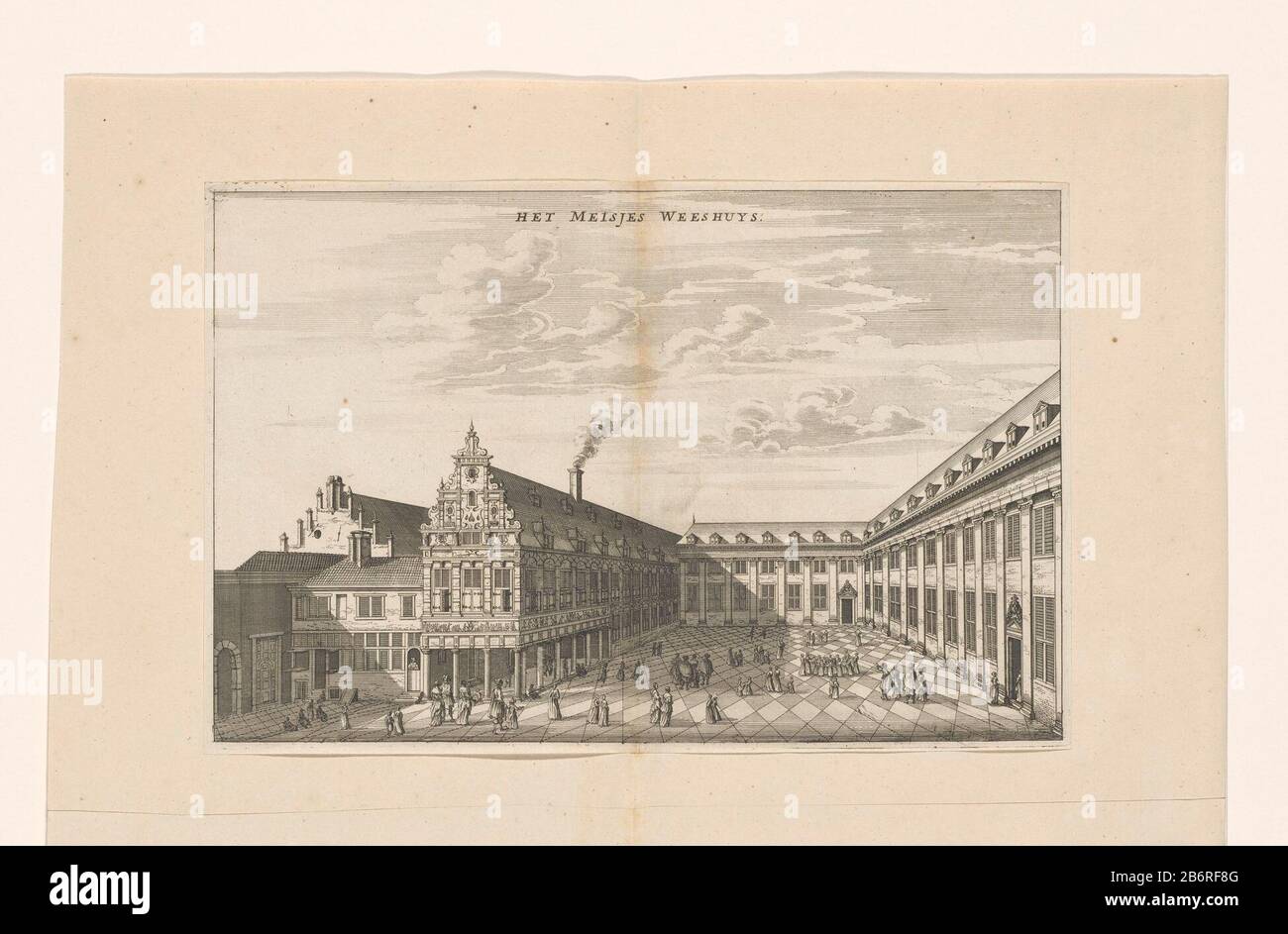 Gezicht op het meisjeshuis van het Burgerweeshuis te Amsterdam Het Meisjes Weeshuys (objet titel op) vue de la maison de la fille l'orphelinat d'Amsterdam. Dans la cour, plusieurs orphelins et d'autres figuren. Fabricant : printmaker Jacob van Meurs (possible) Editeur: Jacob van Meurs (possible) Editeur: Joachim Nosche (possible) Lieu de fabrication: Amsterdam Date: 1663 - 1664 matériau: Technique du papier: Gravure Dimensions: Bord de la plaque: H 195 mm × W 299 mTeliechtHuidige état d'impression utilisé dans: Dapper, Olfert. Beschry der stadt Amsterdam waer historique dans les histoires de voornemste (après un court Banque D'Images