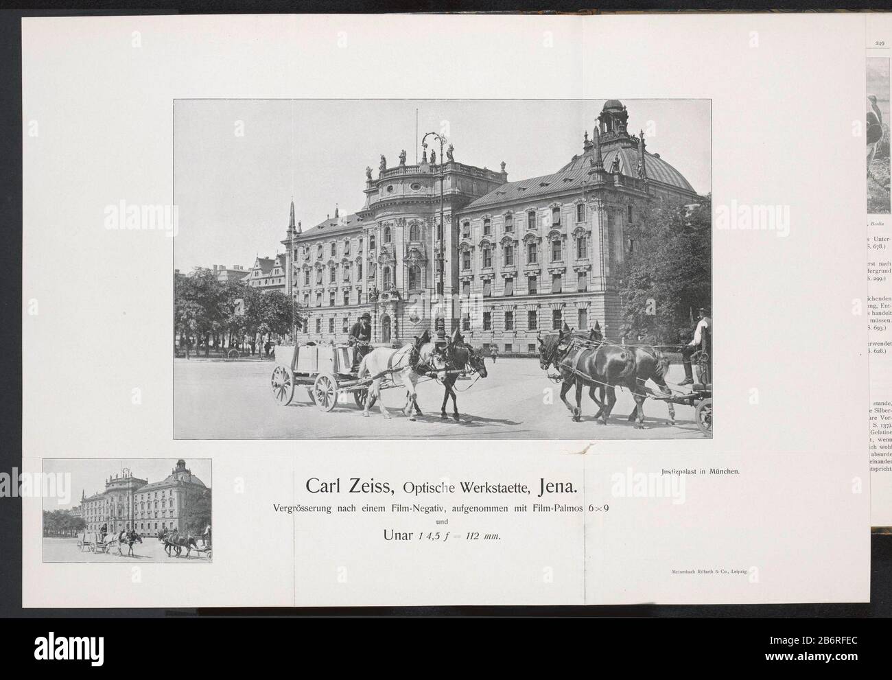 Vue sur le palais de justice de Munich avec TweepaardenkarrenJustizpalast Munich (titre objet) Type de bien: Page d'impression photomécanique Numéro d'article: RP-F 2001-7-968-3-200 Inscriptions / marques: Inscription, recto , imprimé, 'Carl Zeiss, Optical Werkstaette, Jena. / (...) 'Description: Imprimer sur une feuille de pliage entre deux pages. Fabricant : Photographe: Anoniemclichémaker: Riffarth & Co Meisenbach (propriété cotée) Lieu de fabrication: Munich Date: CA. 1895 - ou 1900 matériau: Technique du papier: Autotype Dimensions : imprimer: H 176 mm × W 276 mmToelielichPrent entre page 248 et page 249 Banque D'Images Vue sur le palais de justice de Munich avec TweepaardenkarrenJustizpalast Munich (titre objet) Type de bien: Page d'impression photomécanique Numéro d'article: RP-F 2001-7-968-3-200 Inscriptions / marques: Inscription, recto , imprimé, 'Carl Zeiss, Optical Werkstaette, Jena. / (...) 'Description: Imprimer sur une feuille de pliage entre deux pages. Fabricant : Photographe: Anoniemclichémaker: Riffarth & Co Meisenbach (propriété cotée) Lieu de fabrication: Munich Date: CA. 1895 - ou 1900 matériau: Technique du papier: Autotype Dimensions : imprimer: H 176 mm × W 276 mmToelielichPrent entre page 248 et page 249 Banque D'Images