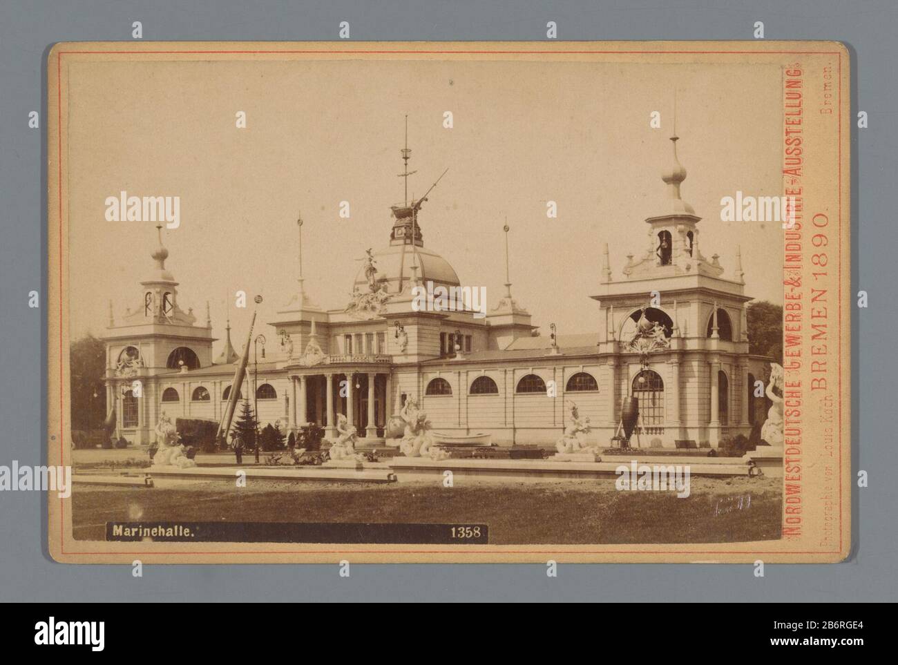 Gezicht op marinegebouw in Bremen Marinehalle (objet titel op) Nordwestdeutsche Gewerbe-&Industrie-Ausstellung (objet servietitel op) Gezicht op marinegebouw in BremenMarinehalle (objet titel op)Nordwestdeutsche Gewerbe-&Industrie-Ausstellung (Objectserebergen, F-Leitung-Leitch-Leitung, 186e-Leitung, Leitung: Architectur Aufnamen./ Bremen, auf der Brake No: 20./ In der Nähe des Centralbahnhofs u. Des Ausstellungsplatzes,/ gegenüber dem Panorama./ Die Firma Hat allein Banque D'Images