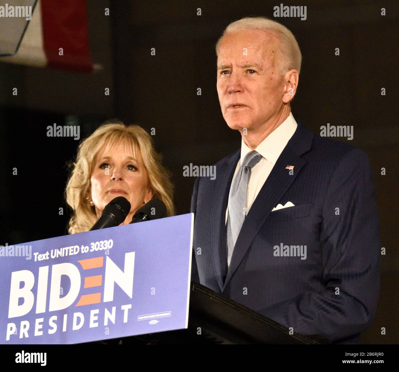Philadelphie, PA, États-Unis - 10 MARS 2020: Joe Biden Prononce une allocution de nuit primaire au National Constitution Center. Banque D'Images