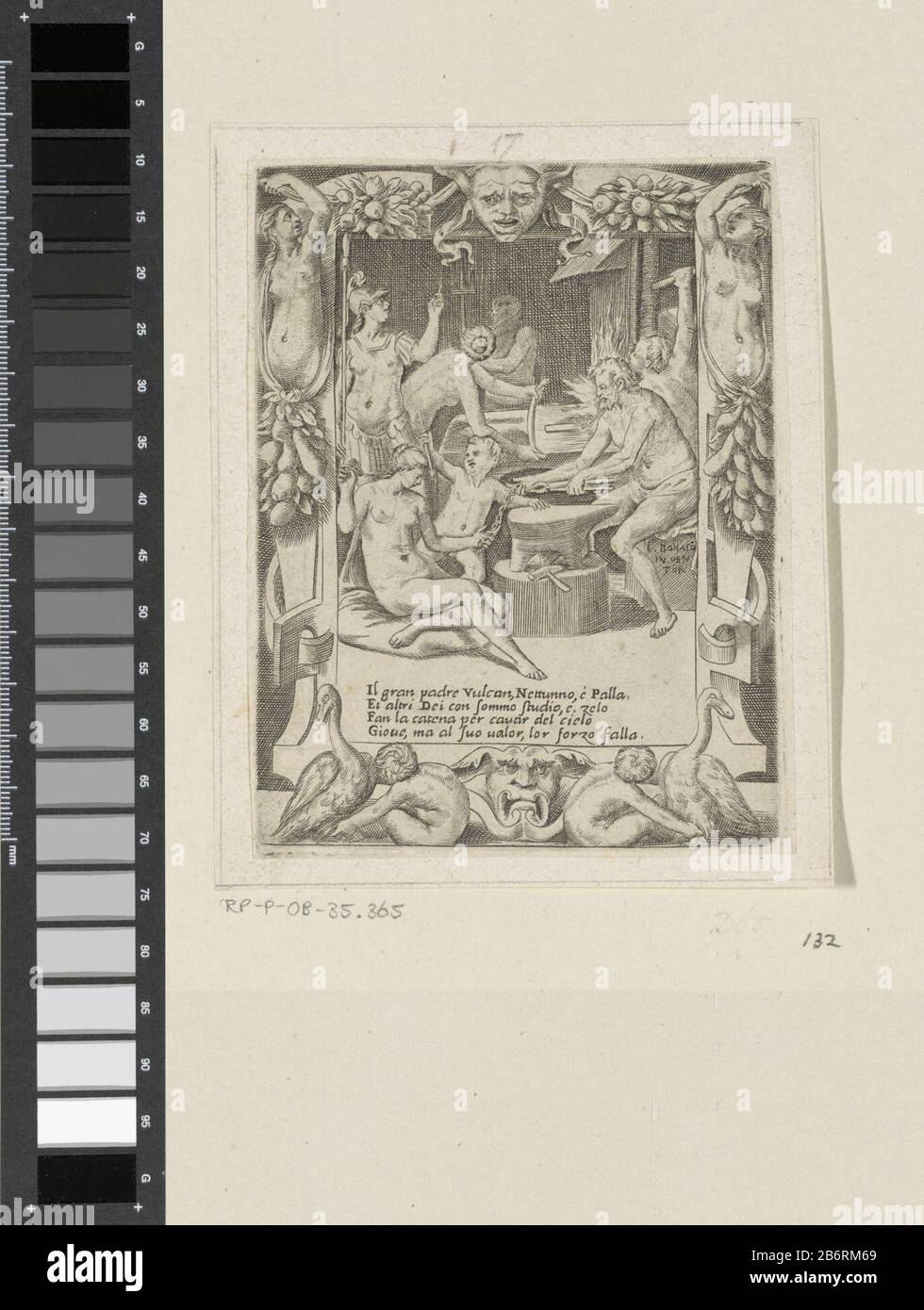 Goden maken ketenen om Jupiter uit de hemelen te trekken Liefde, woede en jaloezie van Juno (serietitel) Amori sdegni et gielosie di Giunone (serietitel) Vulcanus, Neptunus, Minerva en andere goden maken ketenom Jupiter uit de hemte trekken van de Vulcanus. Onder een vierregelig vers in het Italiaans. De voorstelling est gevat dans een sierlijst met putti, zwanen vrouwenfiguren. Fabricant : prenteur: Giulio Bonasonenaar eigen onwerp van: Giulio Bonasone (vermeld op object)Plaats fabricación: Italië Dating: 1501 - 1580 kenmerken physique: ETS en gravure Material: Papier Banque D'Images