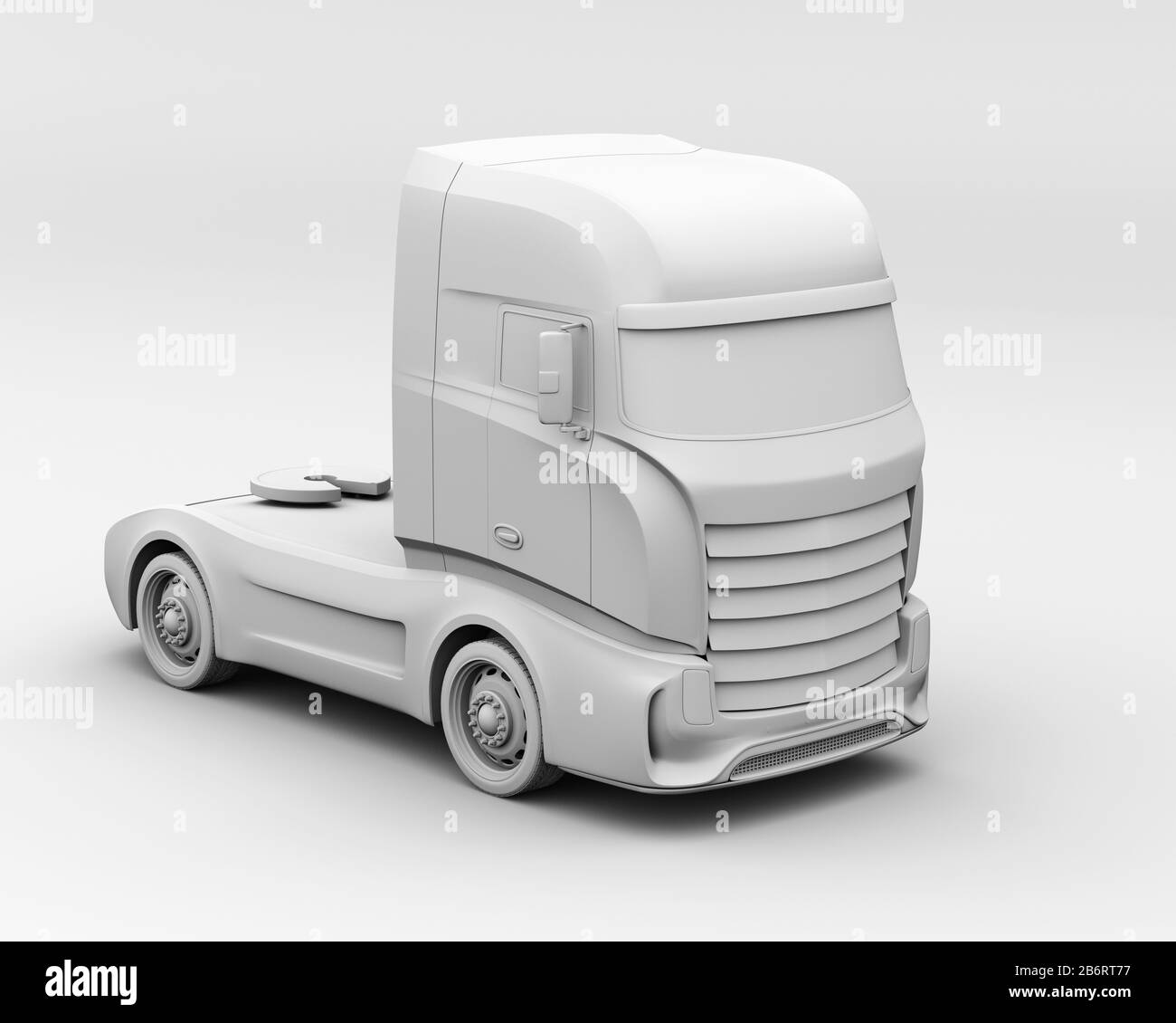 Rendu d'argile de conception générique camion électrique lourd. Image de rendu 3D. Banque D'Images