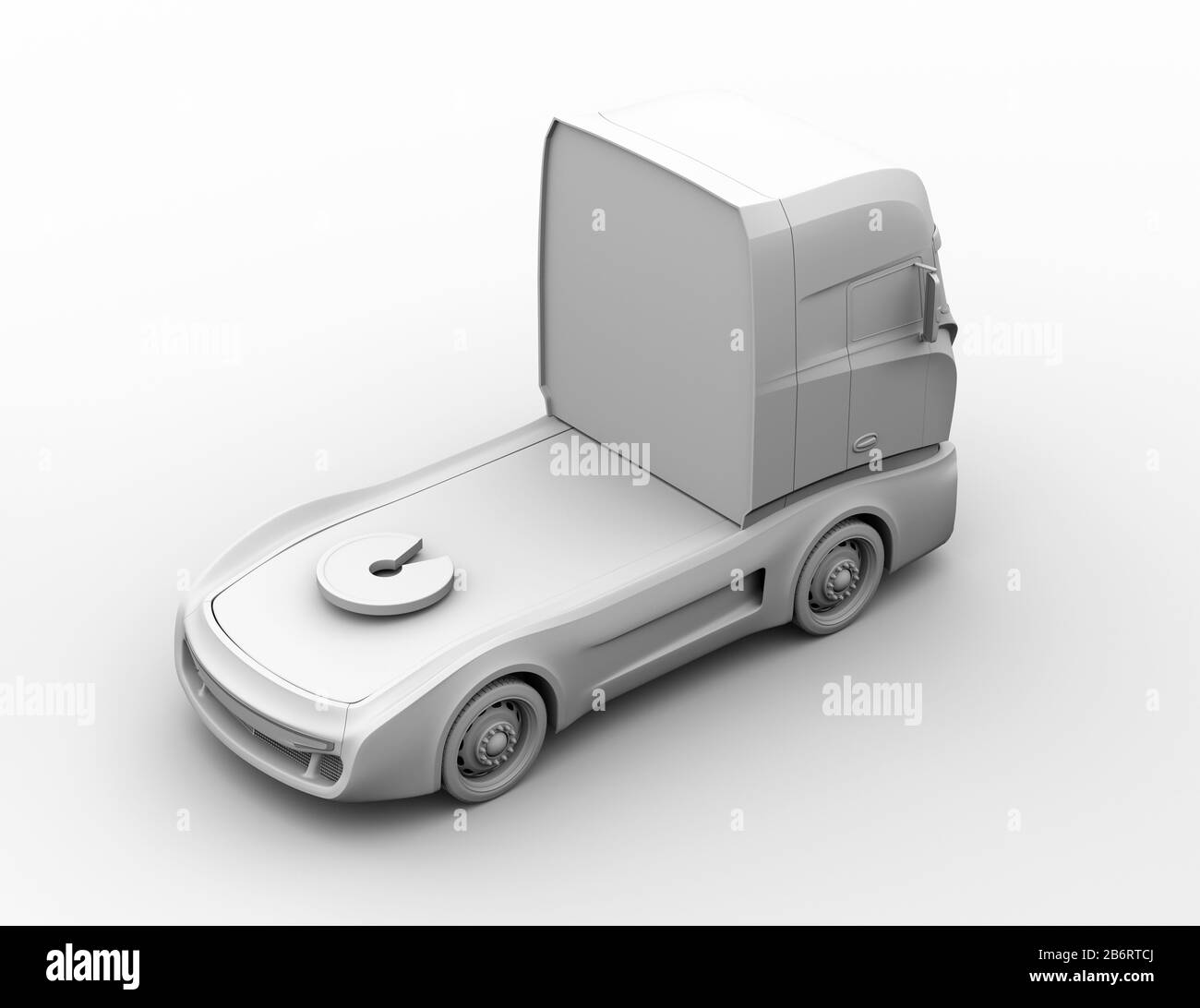 Rendu d'argile de conception générique camion électrique lourd. Image de rendu 3D. Banque D'Images