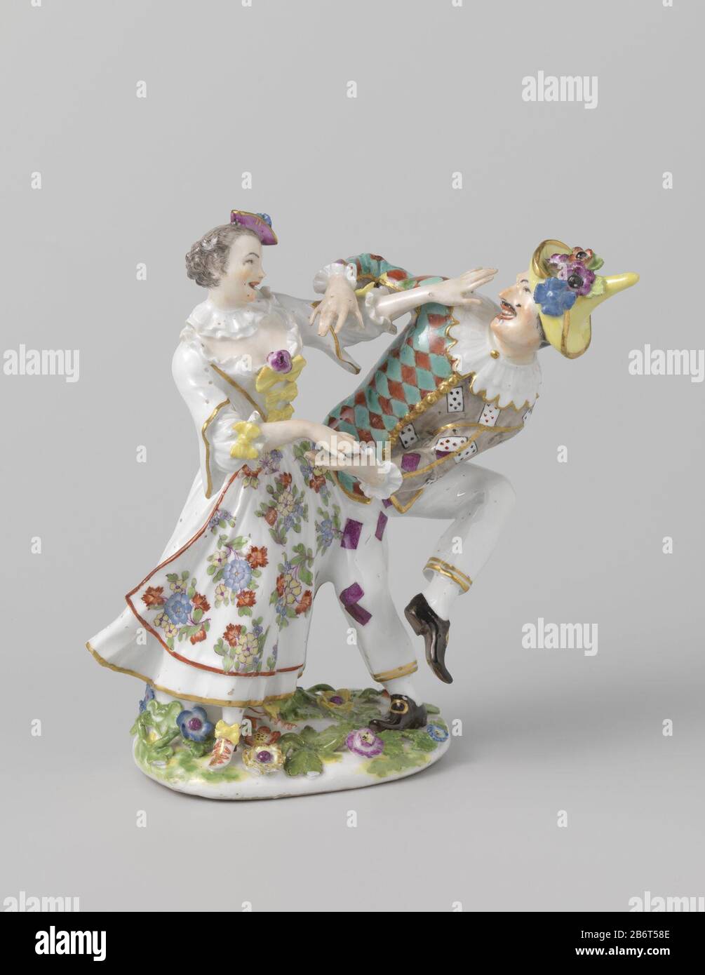 Harlekijn en Colombine Harlekijn en Colombine Type d'objet : figuur Objectnummer: BK-17486 Inscriptions / Merken: Fabrieksmerk, onderzijde, geschilderd in onderglazuurblaw: Gekruiste z Banque D'Images