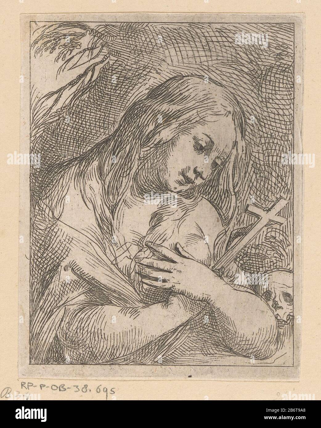 Heilige Maria Magdalena Heilige Maria Magdalena Type d'objet : prent Objectnummer: RP-P-OB-38.695 Inscriptions / Merken: Marque du collectionneur , vertige, gestempeld: Lugt 240 Fabricant : préfabricant: Anoniemnaar ontwerp van: Guido ReniPlaats fabricación: Italië: 1595 - 1692 kenplattoon physique: H 117 mm (binnen plaatrand afgesneden) × b 92 mm (binnen plaatrand afgesneden) Sujet : le harlot penitent Mary Magdalene; attributs possibles : livre (ou défilement), couronne, couronne d'épines, crucifix, bocal d'onguent, miroir, Banque D'Images