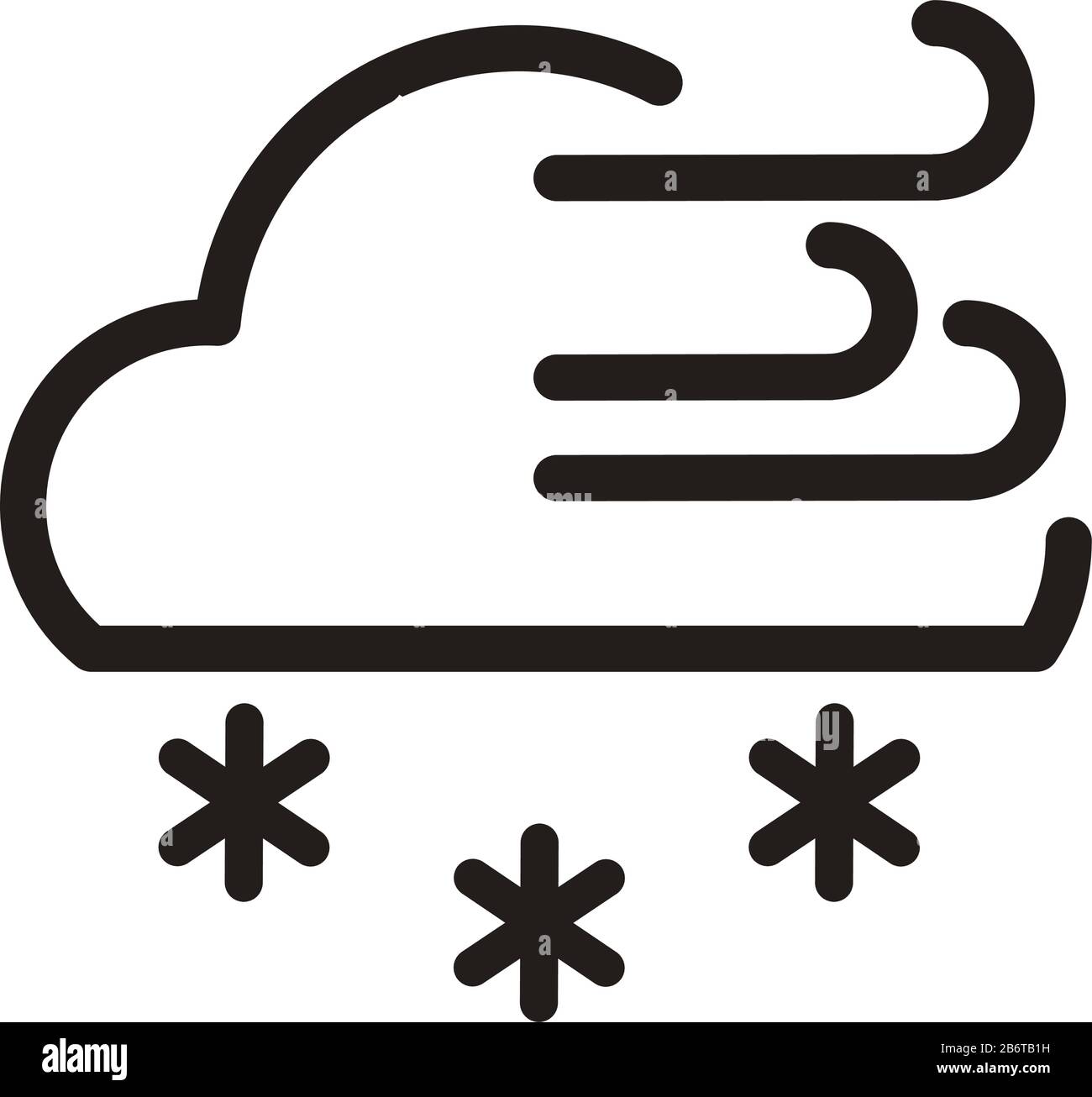 nuages avec vent et neige, style de ligne icône vecteur illustration design Illustration de Vecteur