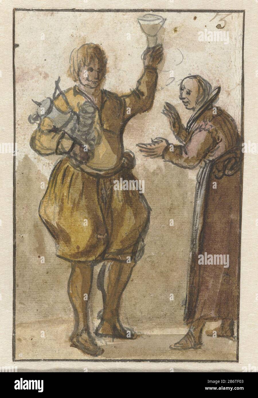 Herfst Vier seizoenen (serietitel) automne Quatre saisons (titre de la série) Type d'objet: Dessin Numéro de série: 3 / 4Objectnumer: RP-T-1886-A-638 Fabricant : Rapporteur pour avis: Anonyme Date: 1600 - 1699 Caractéristiques physiques: Brosse en couleur: Papier technique: Dimensions: Brosse: H 138 mm × W 89 mm Sujet: Une paire; danse l'homme et la femme dansant comme un couple verre de vin (+ prendre (en particulier) des denrées alimentaires: manger, boire, fumer, mâcher, etc.) automne  activités humaines (les quatre saisons de l'année) Banque D'Images