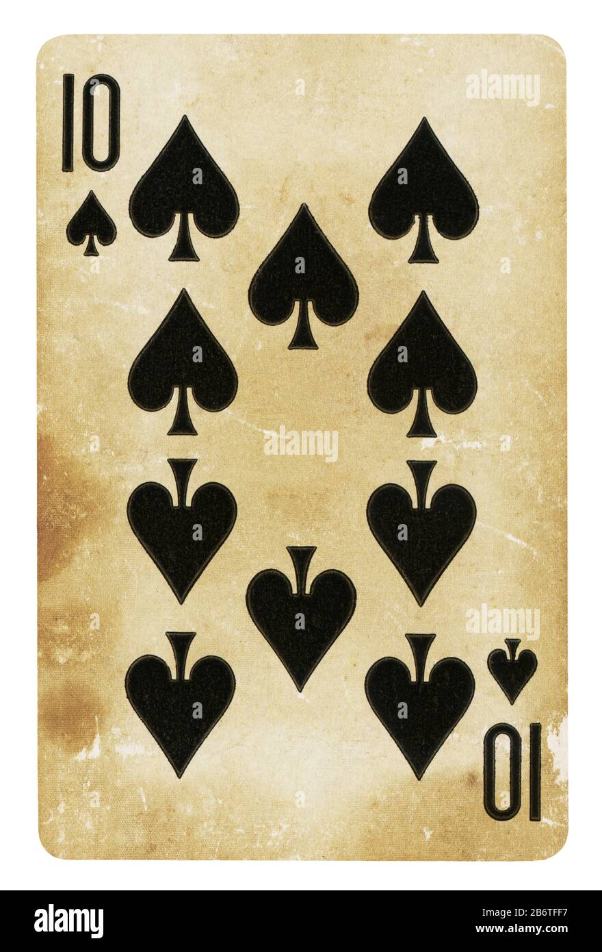Dix de pique Vintage playing card - isolated on white (chemin inclus) Banque D'Images