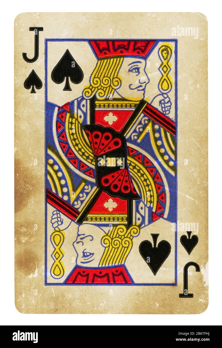 Valet de Pique Vintage playing card - isolated on white (chemin inclus) Banque D'Images
