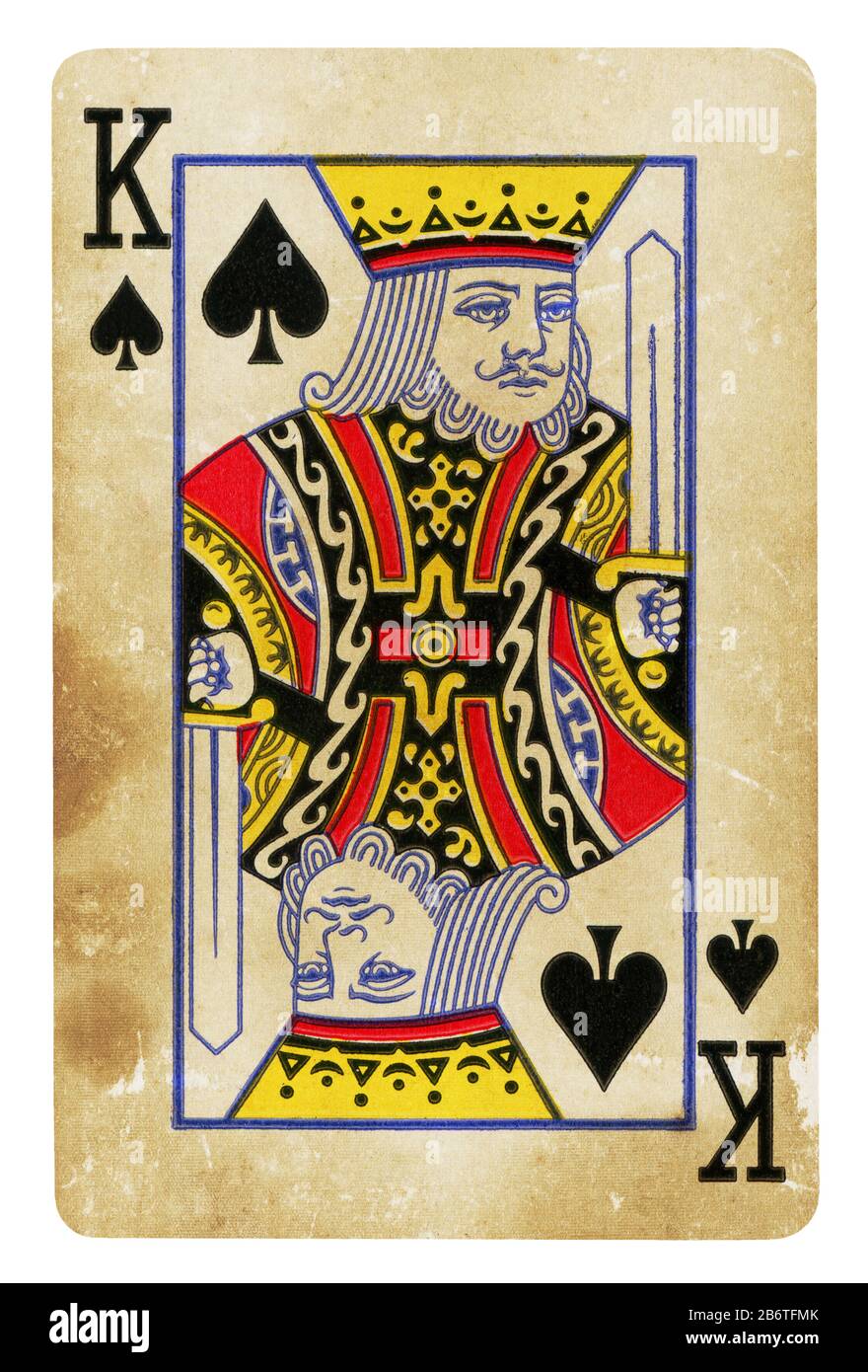 Le Roi de pique Vintage playing card - isolated on white (chemin inclus) Banque D'Images