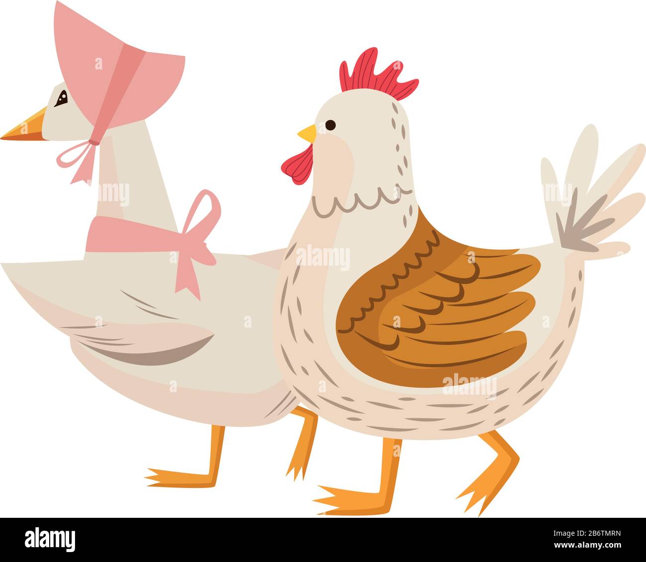 mignonne canard de maman avec des personnages de pâques de poule Illustration de Vecteur