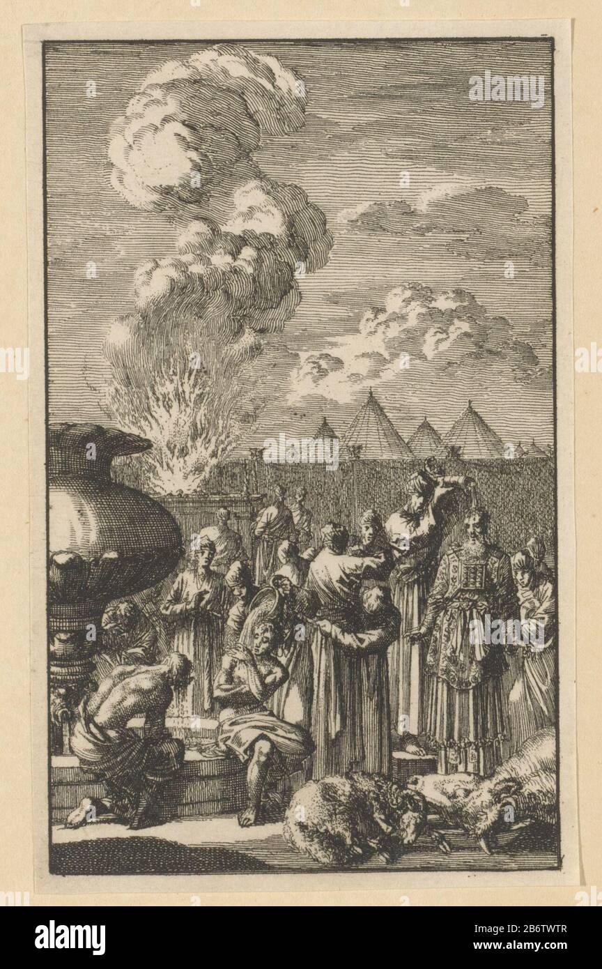 Hogepriester wordt gezalfd bij altaar High Priest oint avec l'autel Type d'objet: Photo Numéro d'article: RP-P-OB-46.181 Fabricant: Printmaker Jan Luyken Date: 1659 - 1712 Caractéristiques physiques: Matériel de gravure: Technique du papier: Gravure Banque D'Images