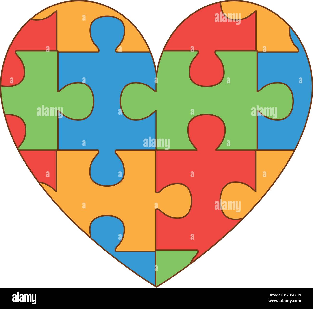 cœur avec pièces de jeu de puzzle Illustration de Vecteur