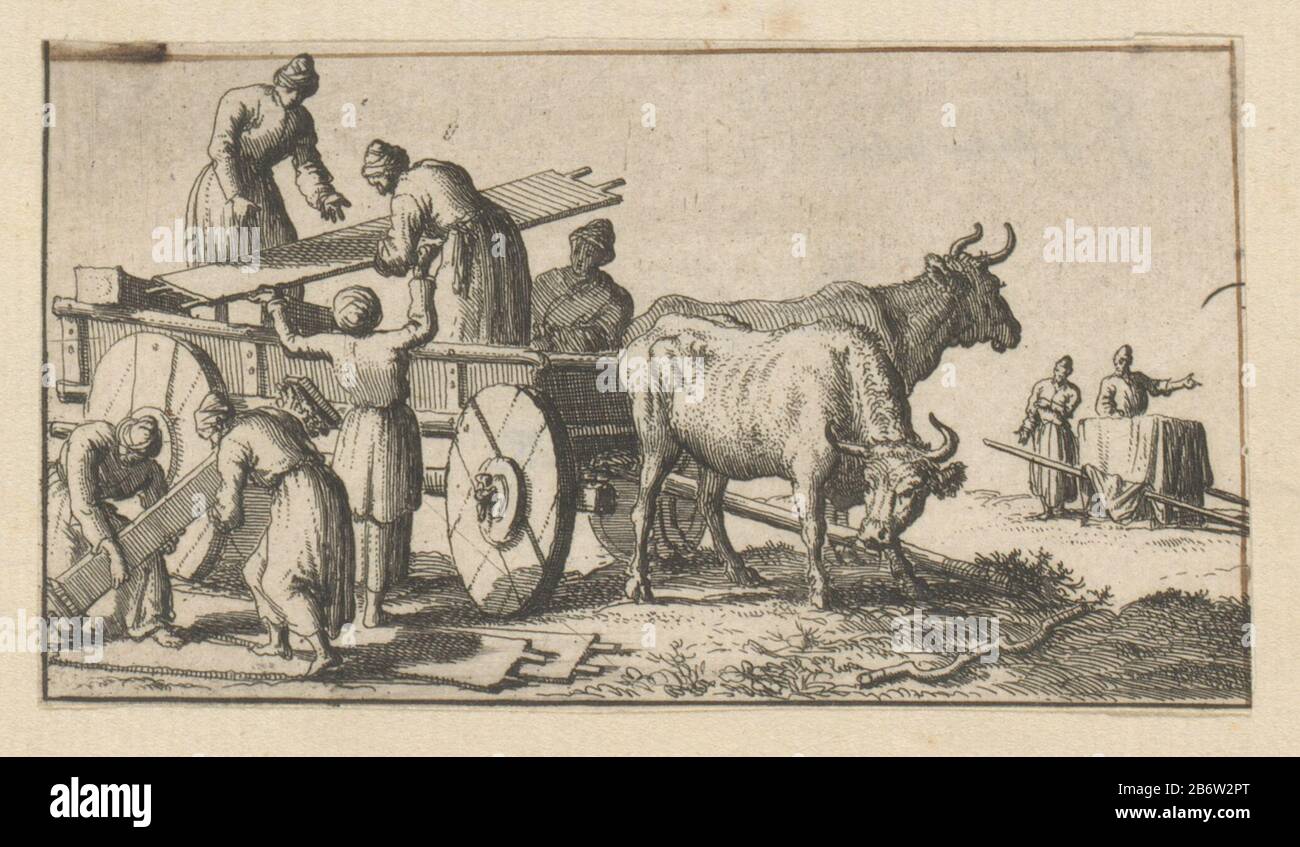Houtladen op een boerenwagen Houtladen op een boerenwagen Type d'objet : prent Objectnummer: RP-P-1921-852 Fabricant : Pentmaker: Jan Luyken Dating: 1659 - 1712 kenmerken physique: ETS Material: Papier Techniek: Etsen Banque D'Images