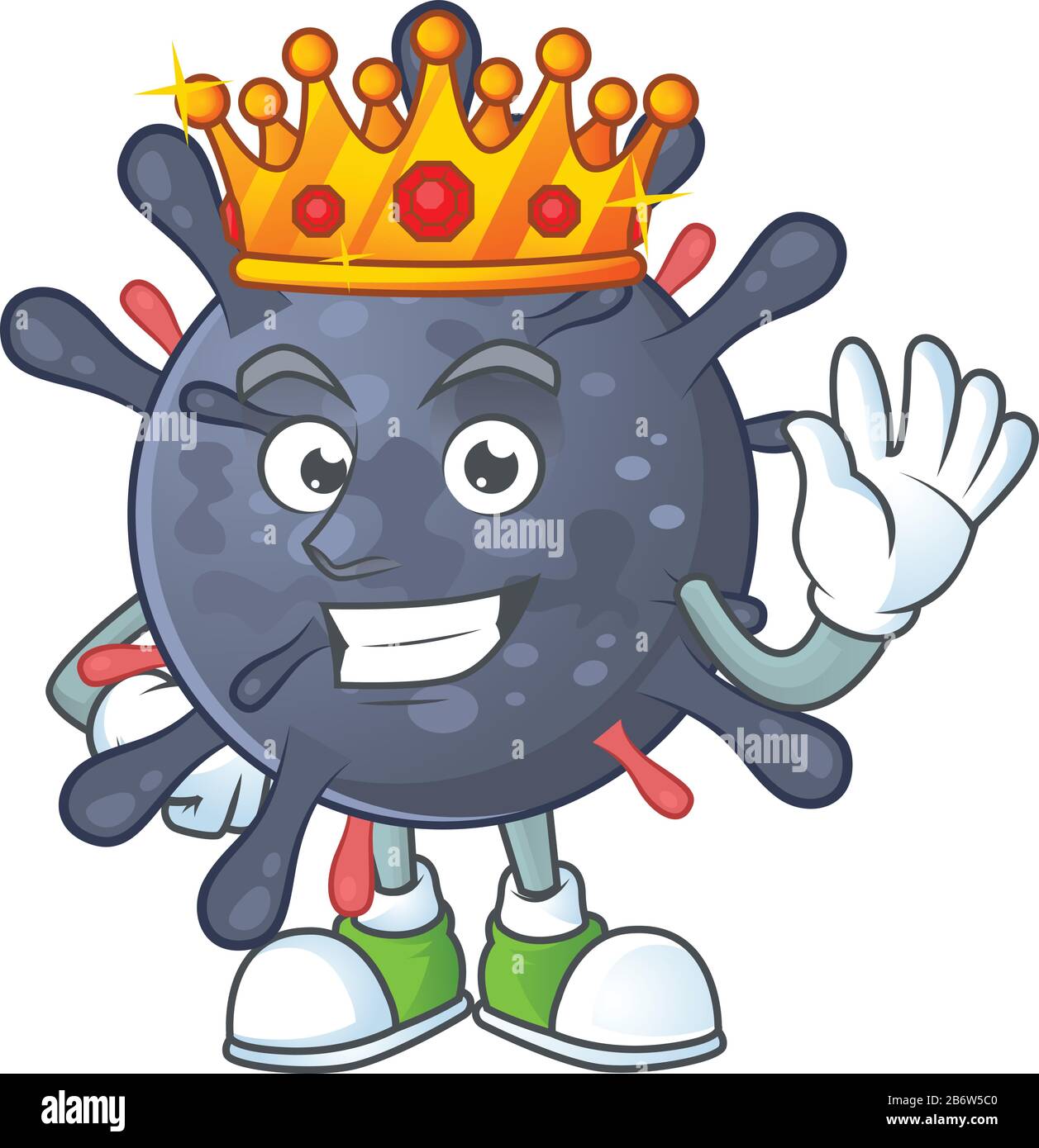 Un roi charismatique de l'épidémie de coronavirus dessin de caractère de dessin animé Illustration de Vecteur