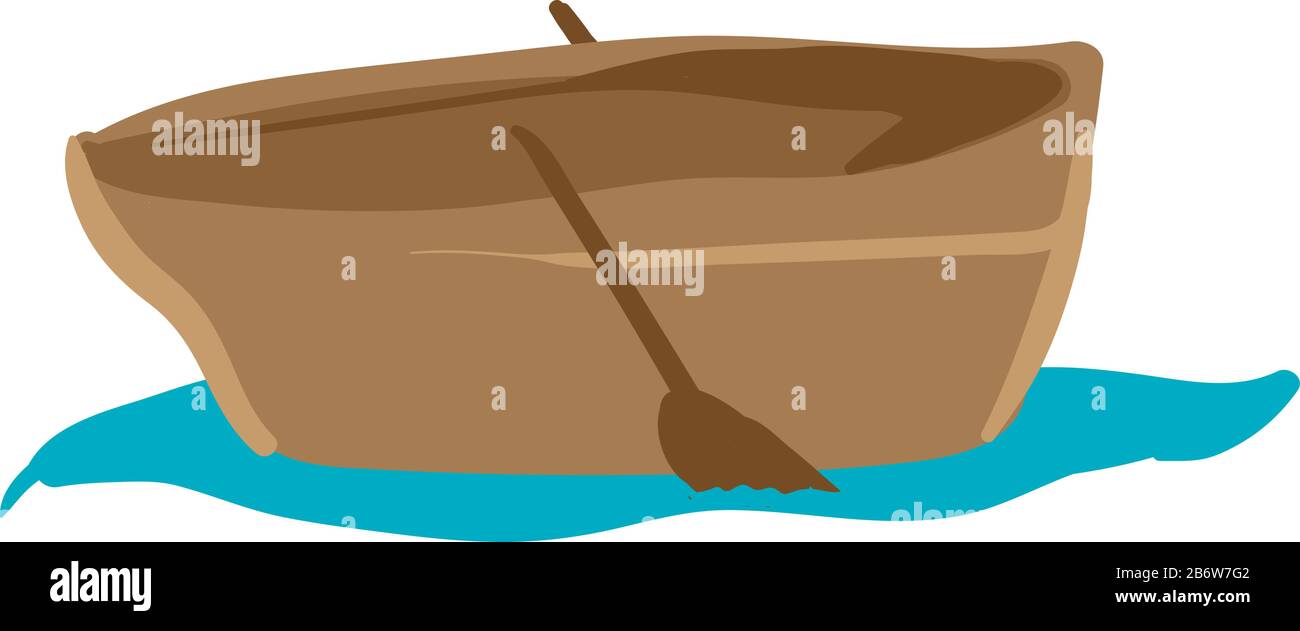 Petit bateau sur l'eau, illustration, vecteur sur fond blanc. Illustration de Vecteur