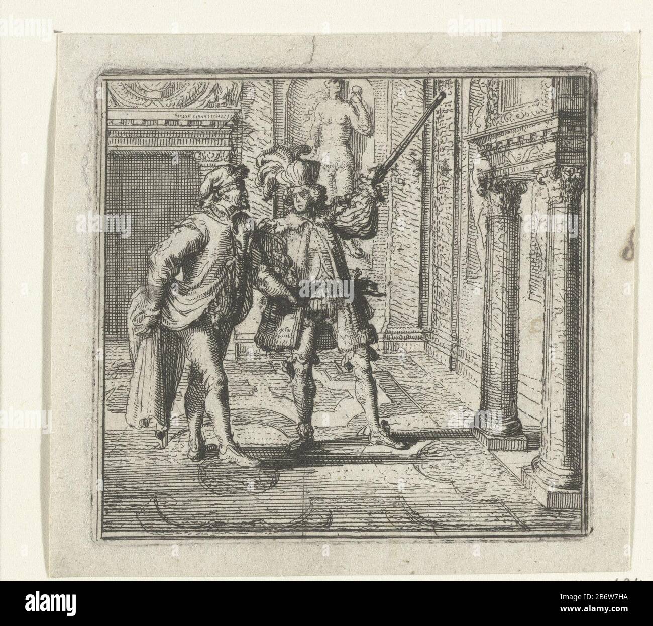 Illustration voor de Decamerone van Boccaccio Illustration pour le Decameron de Boccaccio, histoire VIII Deux hommes, qui, le tribunal avec un bâton vers le haut wijst. Fabricant : printmaker: Romeyn de Hooghe à son propre design: Romeyn de Hooghe (attribuée à) Lieu de fabrication: Pays-Bas Date: 1697 Caractéristiques physiques: Matière de gravure: Technique du papier: Dimensions de gravure: Bord de la plaque: H 79 mm × 78 b mmToelieliechtingillustratie pour: Contes et nouvelles le Bocace Florentin. Bibliothèque de traduction, 2 pièces, Amsterdam, George Gallet, 1697. Éditions ultérieures des mêmes illustrations de 1699, 1702, 1732. Sujet (scène Banque D'Images