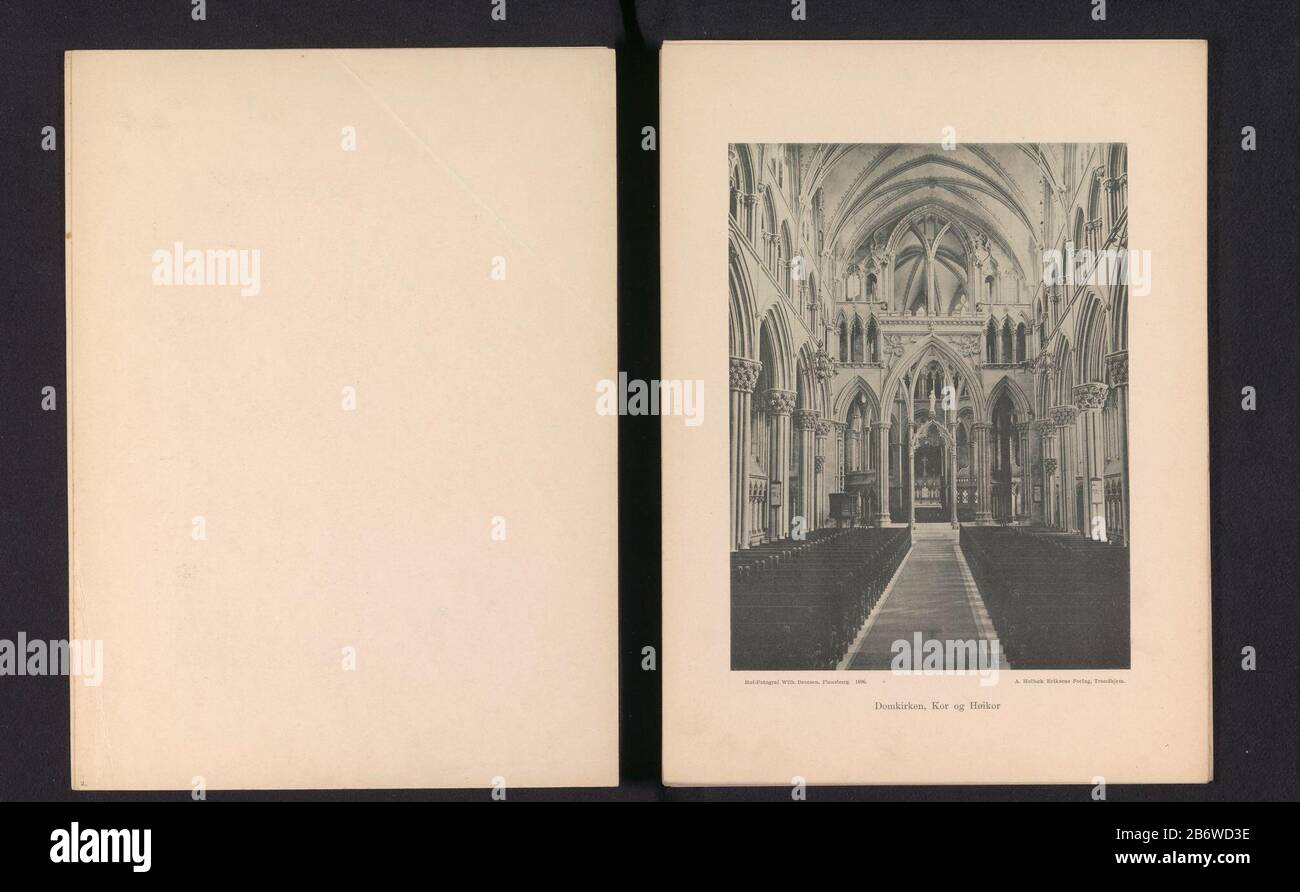 Néerlandais: Identification titre(s) de l'intérieur à Nidaroskathedraal TrondheimDomkirken, Kor og Høikor (titre objet) Type de bien: Photomécanique imprimer page Numéro d'article: RP-F 2001-7-743-3 Fabricant: Créateur: Wilhelm Dreesen (bâtiment classé) éditeur: A. Holbæk-Eriksen (indiqué sur l'objet) Lieu de fabrication: Nivaduitheim: 1896 - en ou devant 1897 matériau: Papier technique: Légère pression dimensions: Photo: H 232 mm × W 176 mm Objet: Parties de l'intérieur de l'église: Choeur où: Nidaroskathedraal Banque D'Images