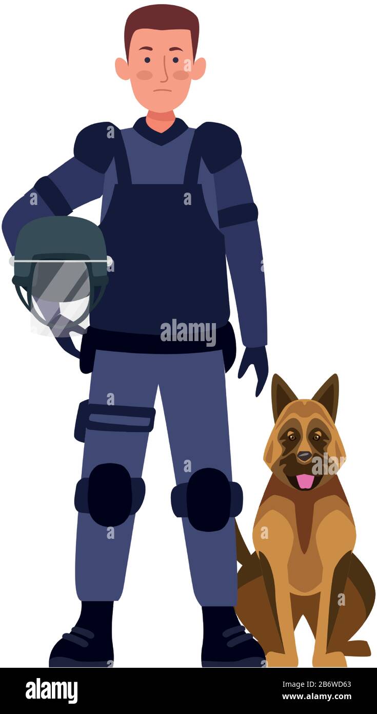 police anti-émeute avec personnage de chien Illustration de Vecteur