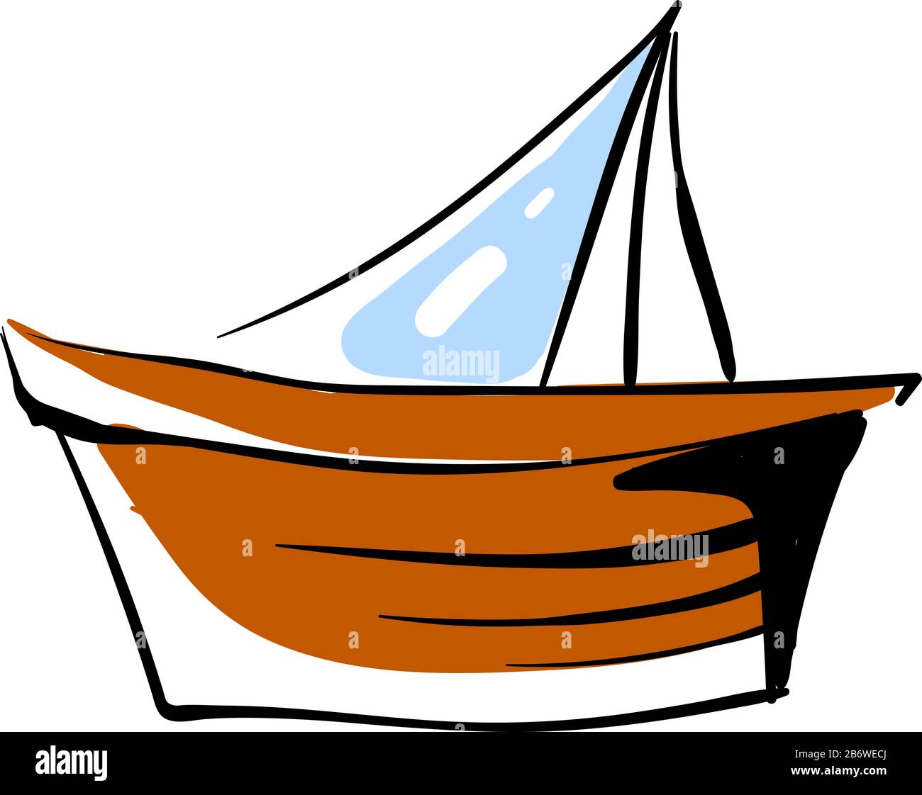 Petit bateau en bois, illustration, vecteur sur fond blanc. Illustration de Vecteur