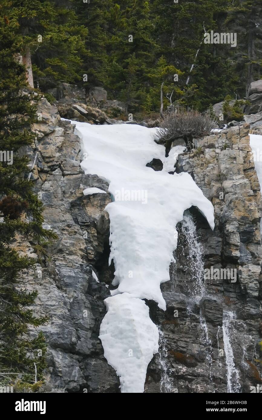 Chutes De Temben Creek Dans Le Parc National Jasper, Alberta, Canada Banque D'Images
