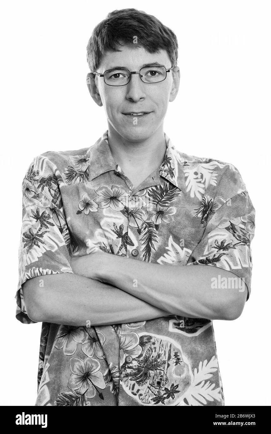 Studio shot of man with arms crossed Banque D'Images