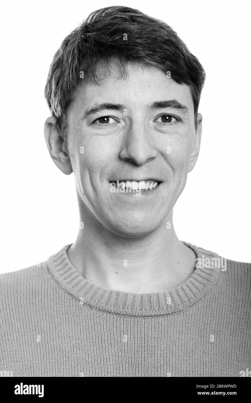 Portrait de face of happy man smiling Banque D'Images