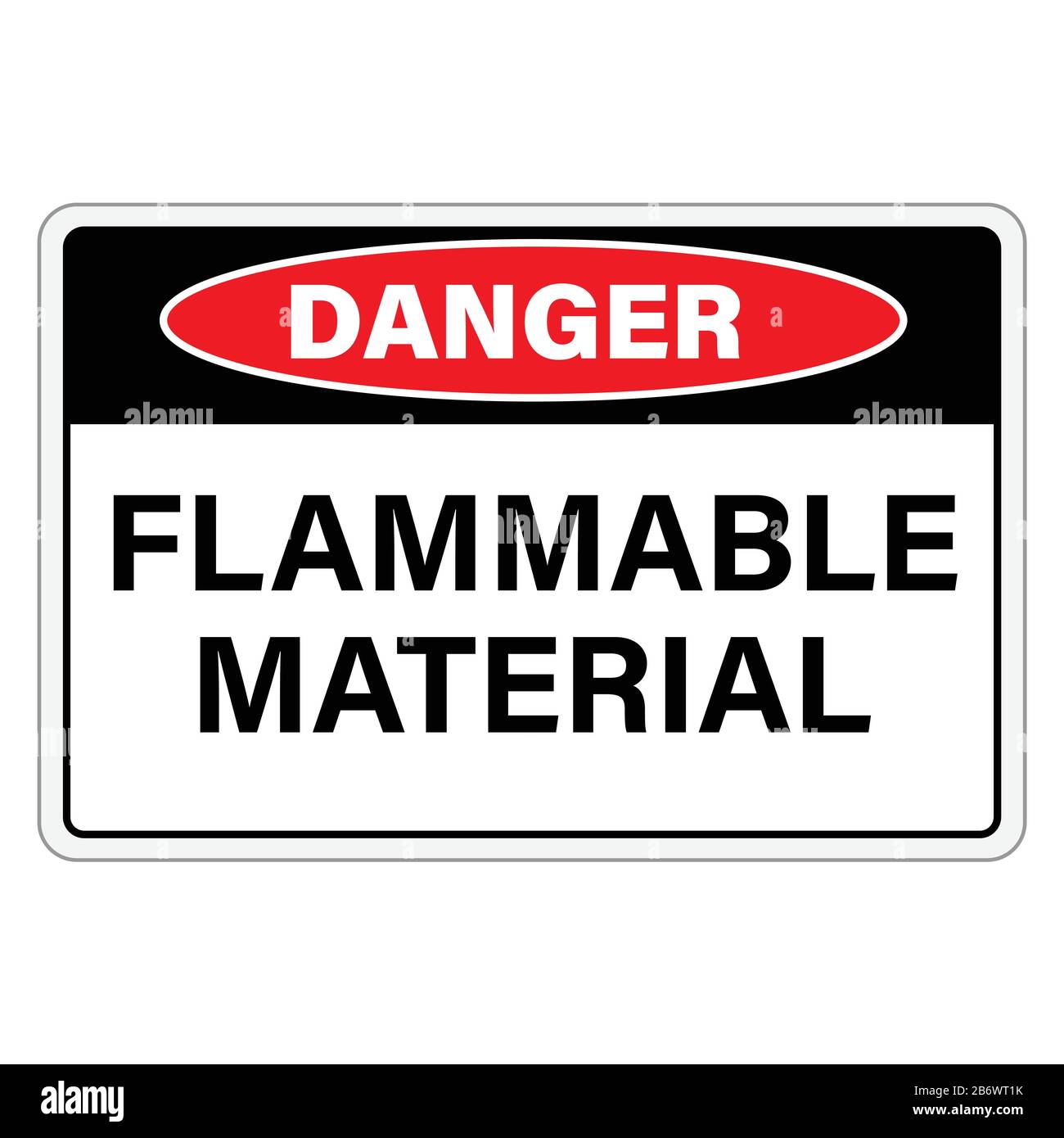 Danger signe de matériau inflammable, étiquette isolée sur fond blanc Illustration de Vecteur