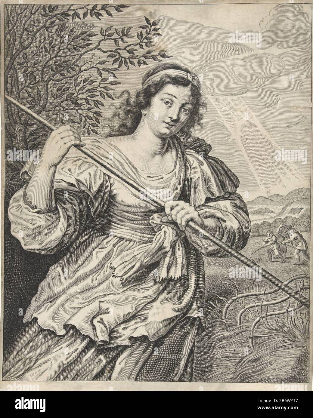 Jonge vrouw die oogst une jeune femme récolte. En arrière-plan, un groupe boeren. Fabricant : printmaker: Anonyme à imprimer par: Reiner van Persijn to painting: Joachim von SandratPlaats fabrication: Inconnu Date: 1623 - 1718 Caractéristiques physiques: Matériel automobile: Technique du papier: Engraa (procédé d'impression) Dimensions: Feuille: H 351 mm × b 282 mm Objet: Récolte Banque D'Images