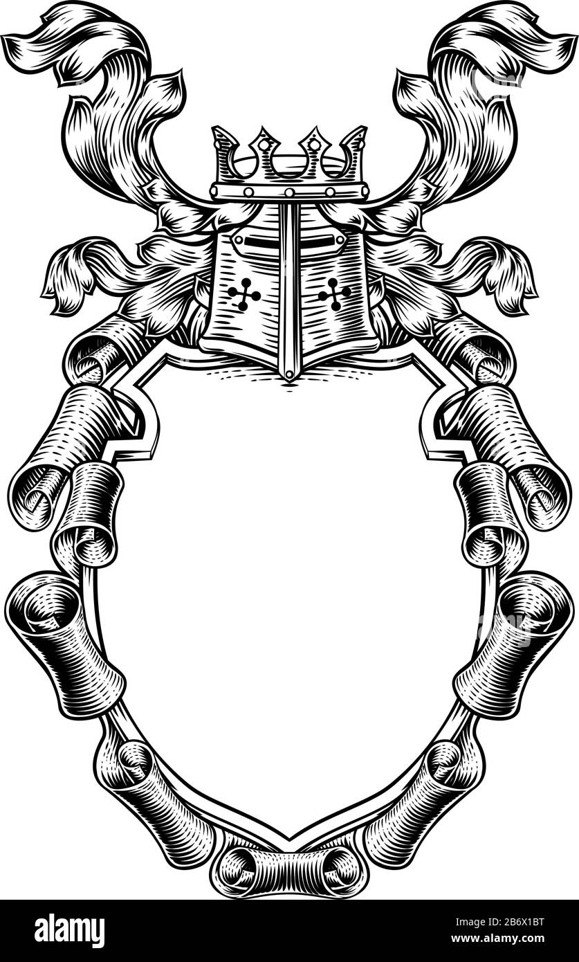 Armoiries Royales De Scroll Shield Crest Illustration de Vecteur
