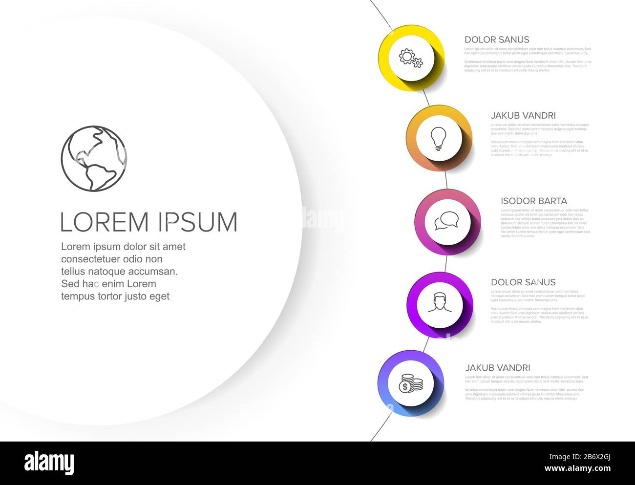 Modèle Infographique vectoriel polyvalent avec options de titre et cinq éléments et couleurs modernes sur fond blanc Illustration de Vecteur