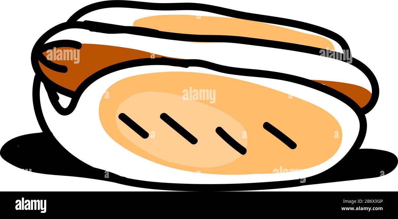 Dessin de hot-dog, illustration, vecteur sur fond blanc. Illustration de Vecteur