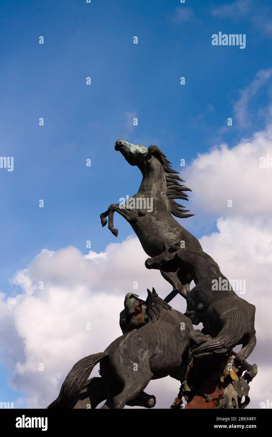 Sculpture chevaux en Espagne Square à Vigo, Pontevedra, Galice, Espagne. Banque D'Images