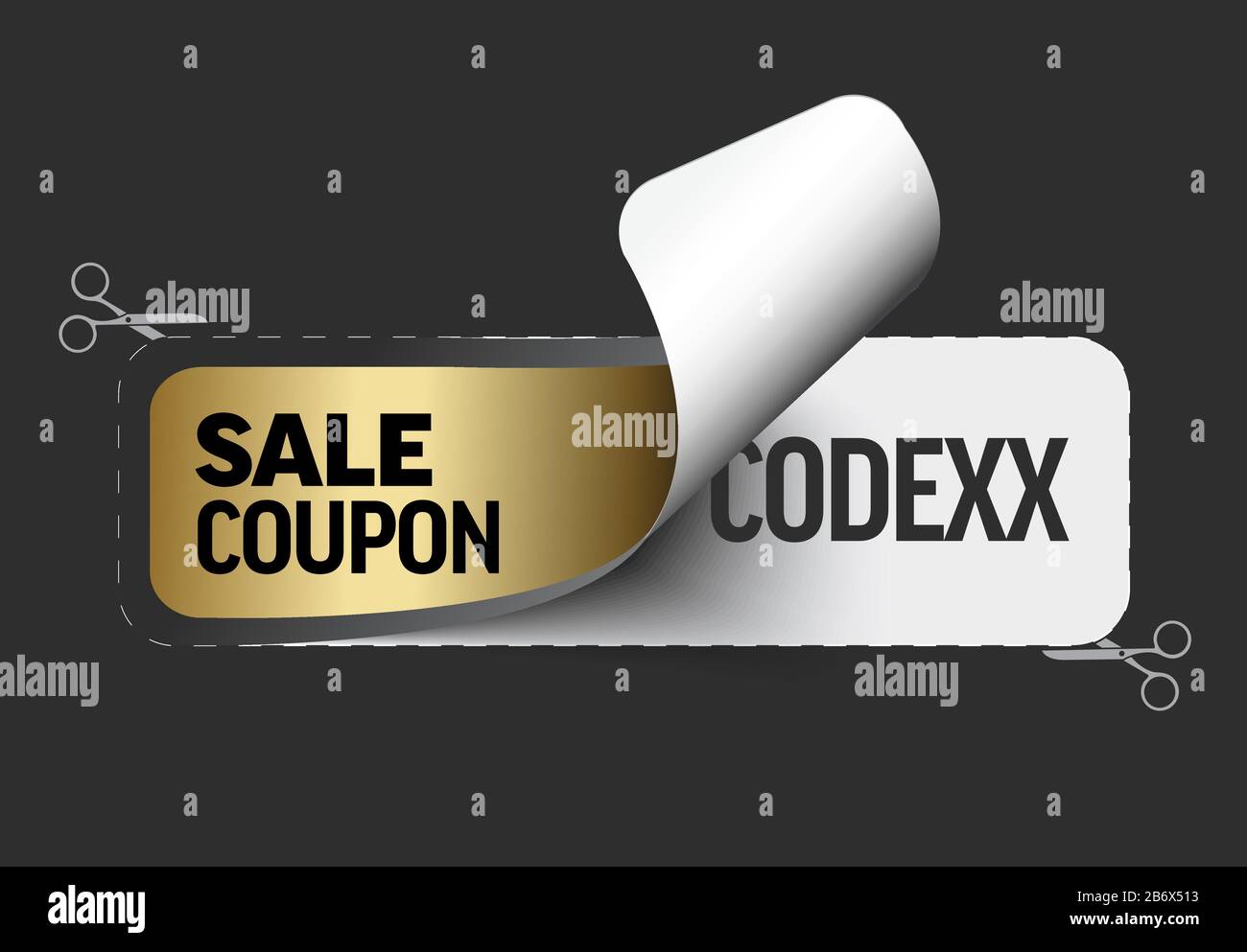 Modèle d'autocollant doré affichant le numéro de code de bon de vente sur fond sombre Illustration de Vecteur