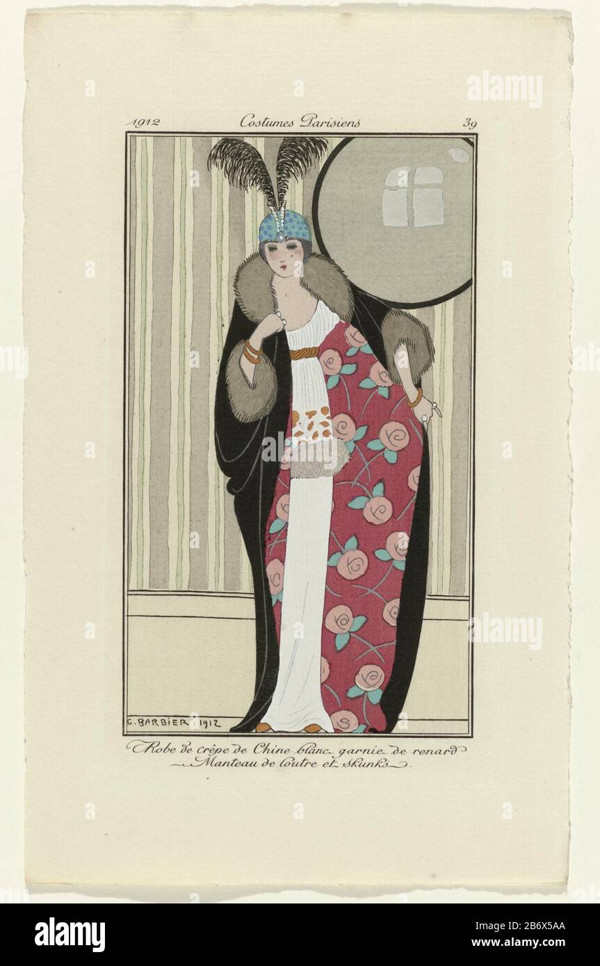 Journal des Dames et des modes: Journal des Dames et des modes, 1912 costumes Parisiens, no 39: Robe crêpe de Chine blanc (...) Type de bien: Mode photo Numéro d'article: RP-P -2011-107-20 A Inscriptions / marques: Légende, au milieu de la fabrication fabricant: À un dessin par: George Barbier (indiqué sur l'objet) Lieu de fabrication: Paris Date: 1912 matériau: Technique papier engraissement: A (impression) Dimensions: H 180 mm × W 110 mm Objet : mode lorsque les plaques: 1912 - 1912 Banque D'Images